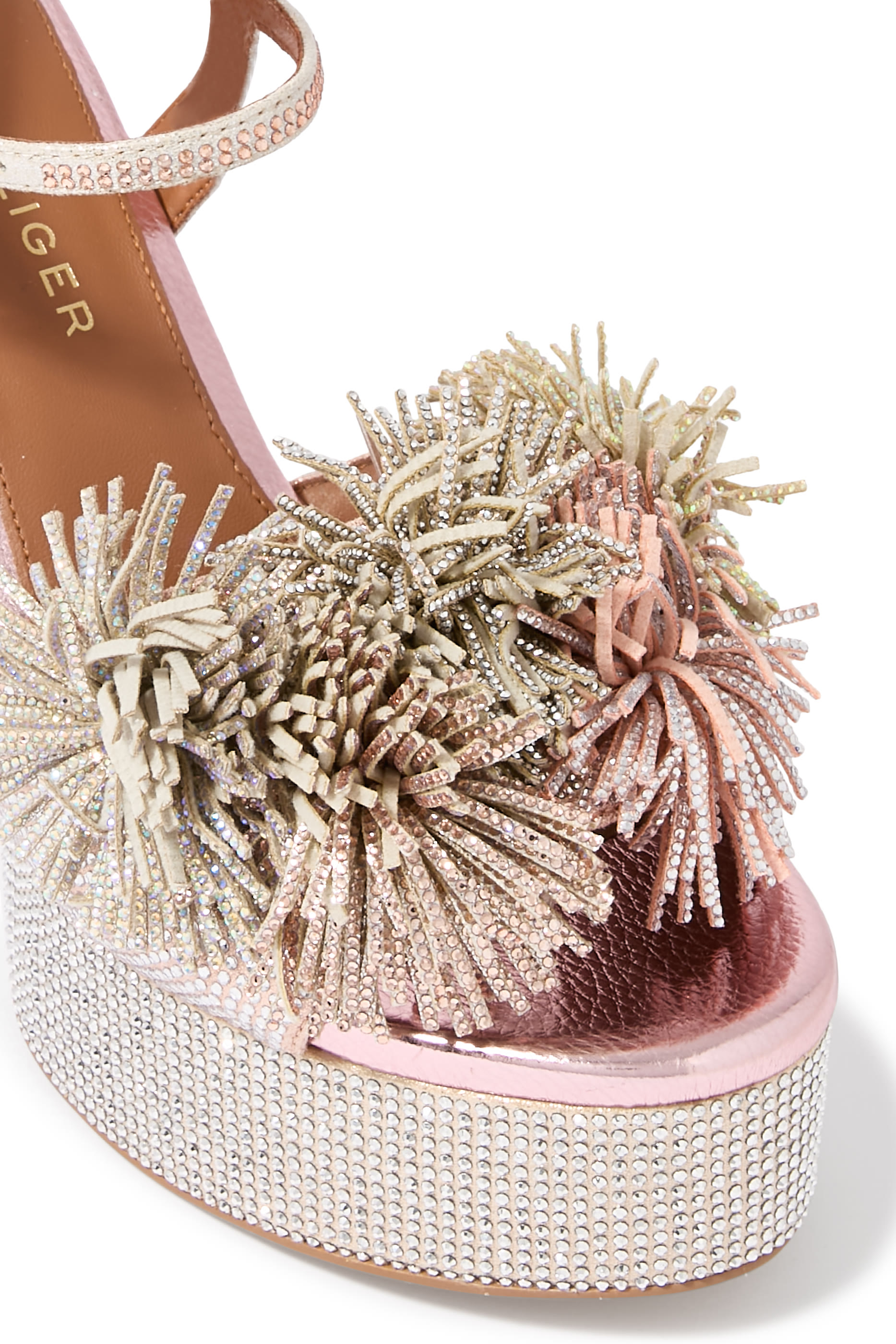 Pom Pom Tie Platform Sandals 125