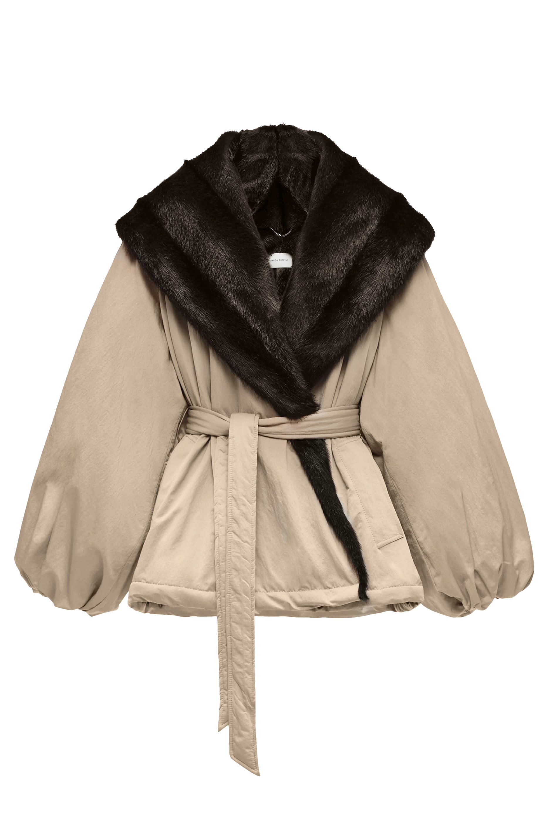Belted Faux Fur Collar Jacket