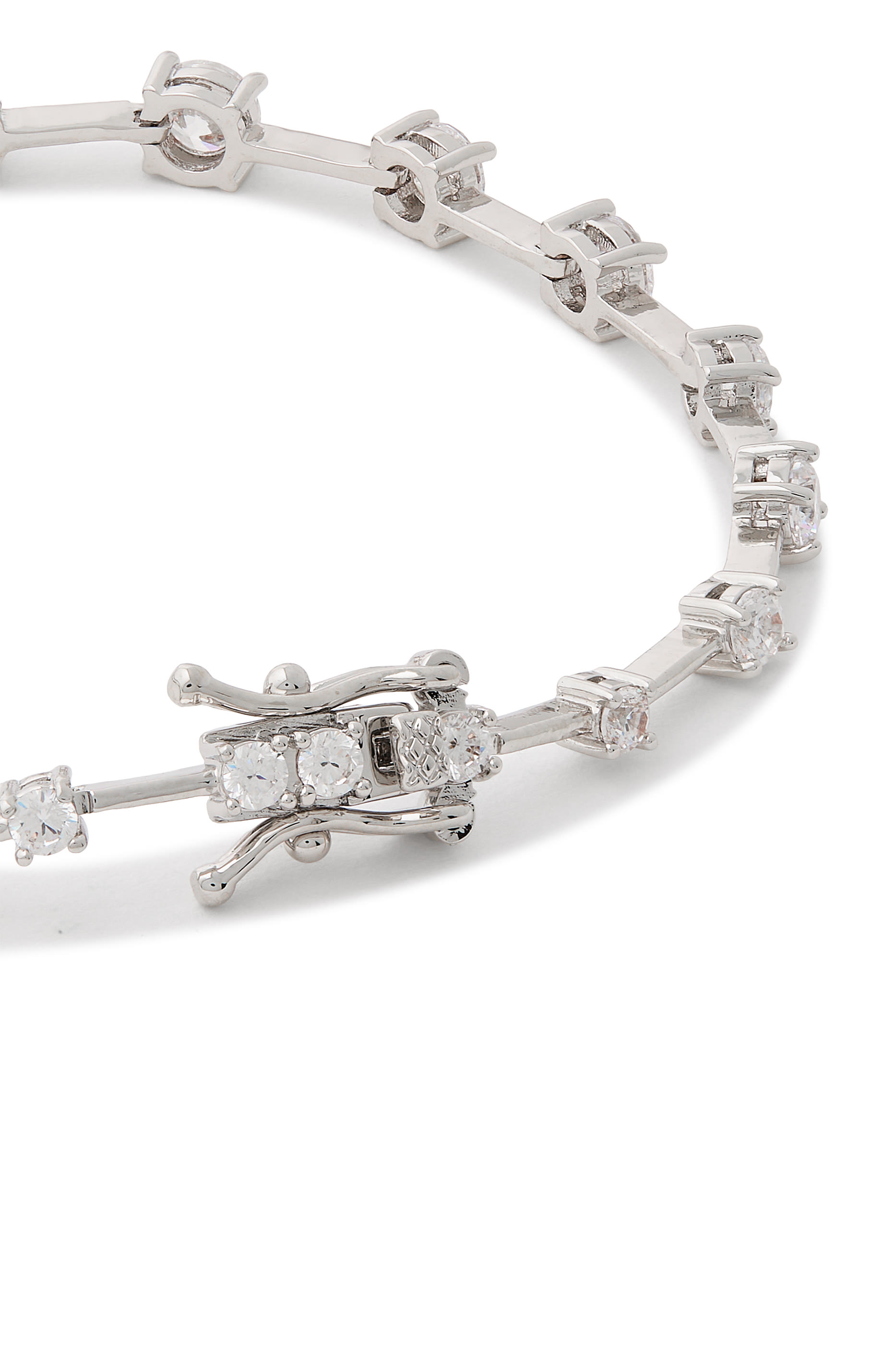 Graduated Round Bar Spaced Bracelet, Cubic Zirconia
