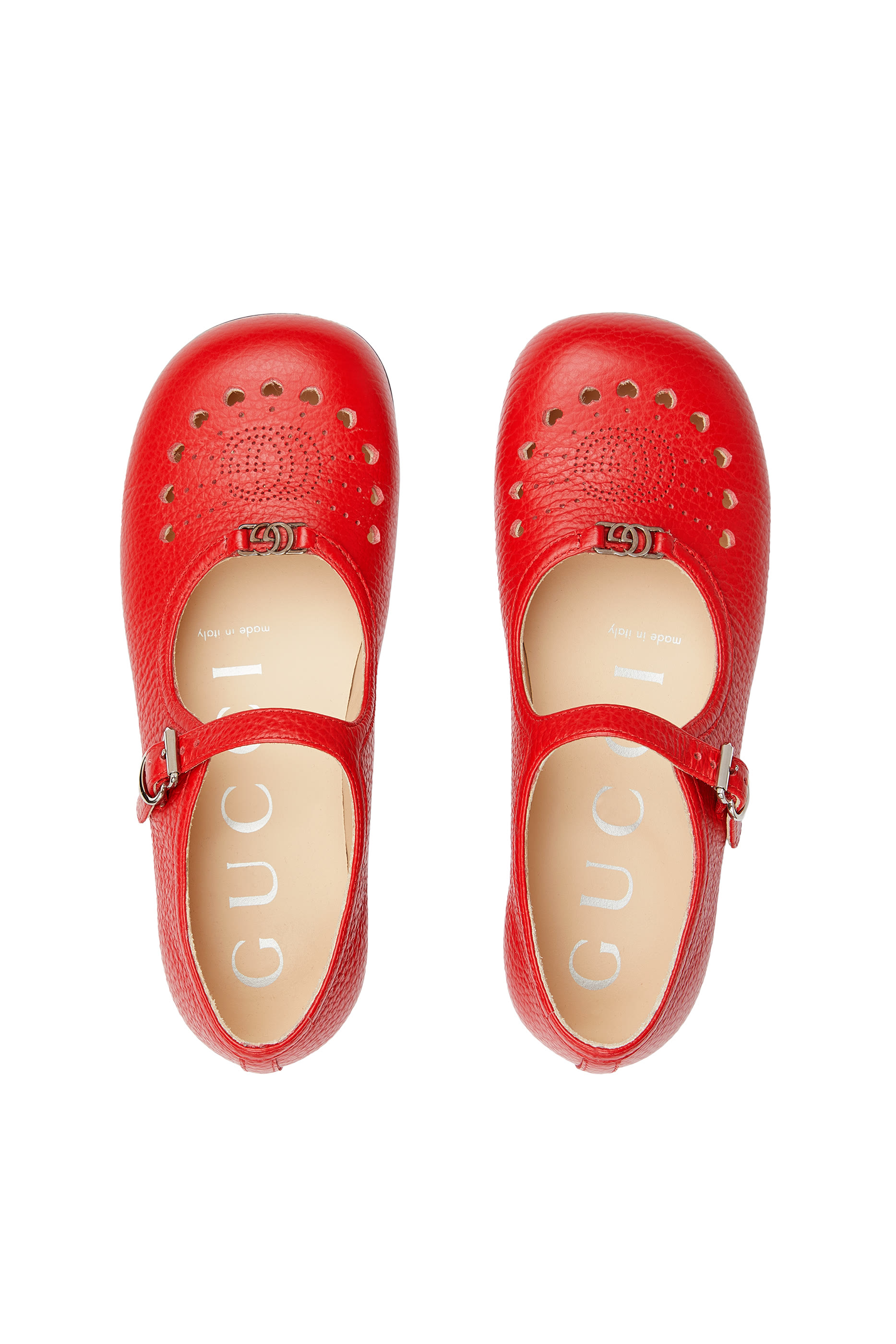 Kids Perforated Double G Detail Ballet Flats
