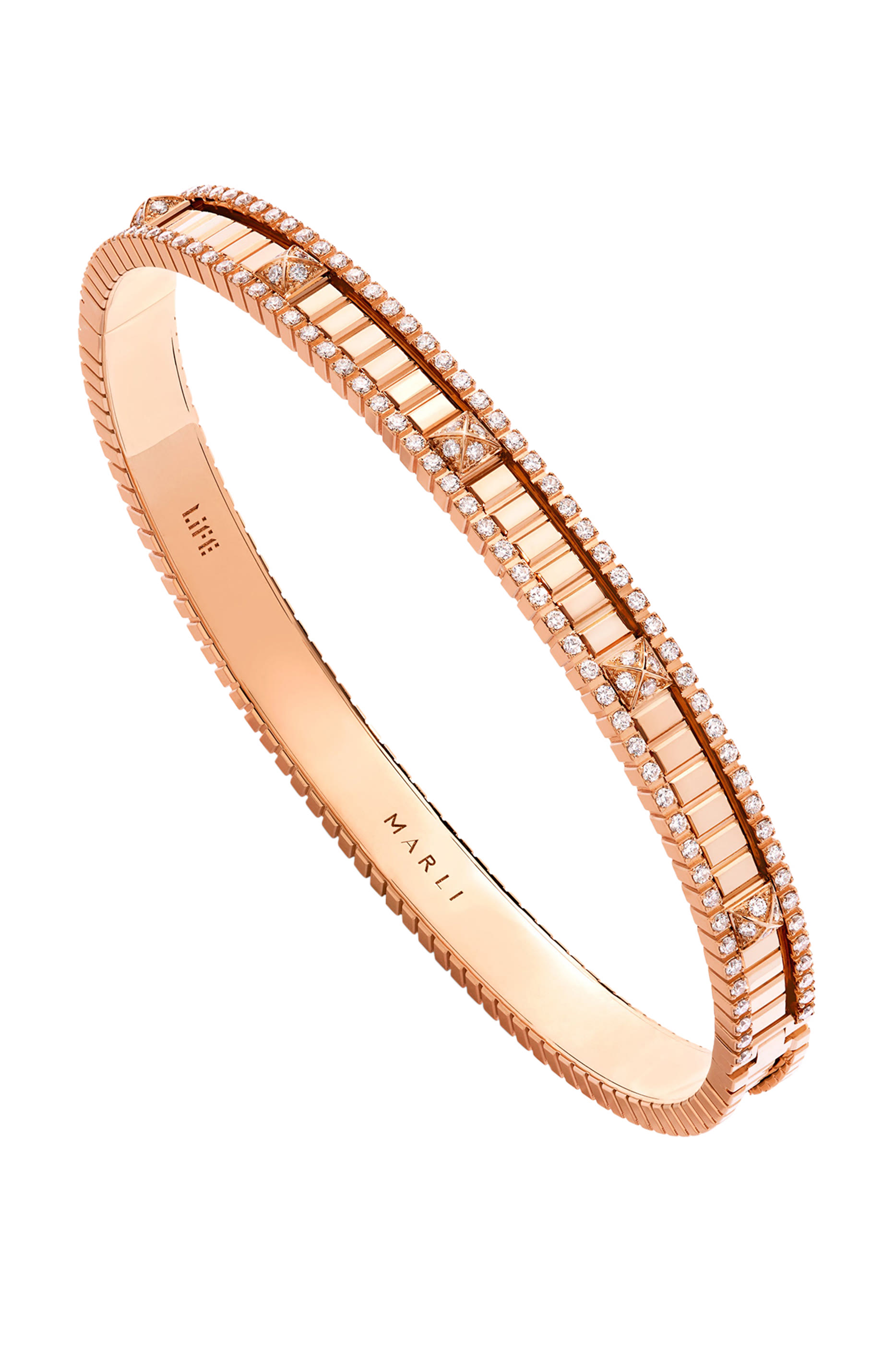 LIFE Full Diamond Hinged Bangle, 18K Rose Gold & Diamonds