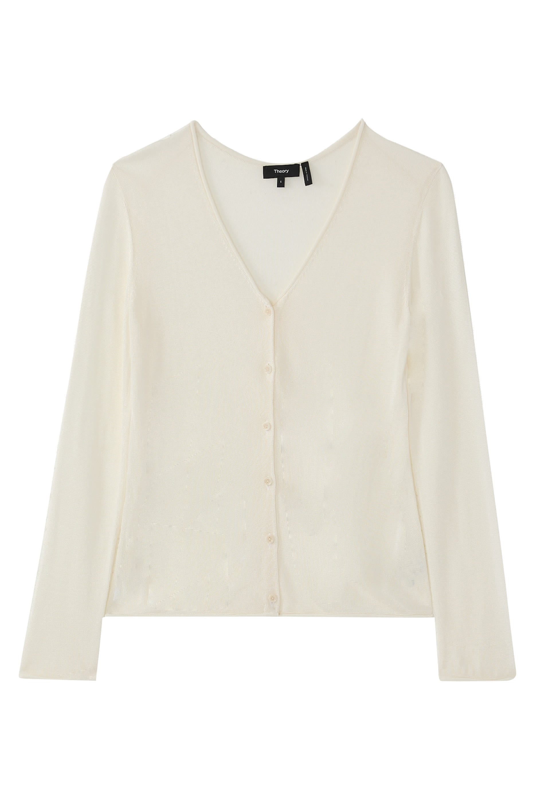 Sheer Lustrous Knit Rolled Cardigan