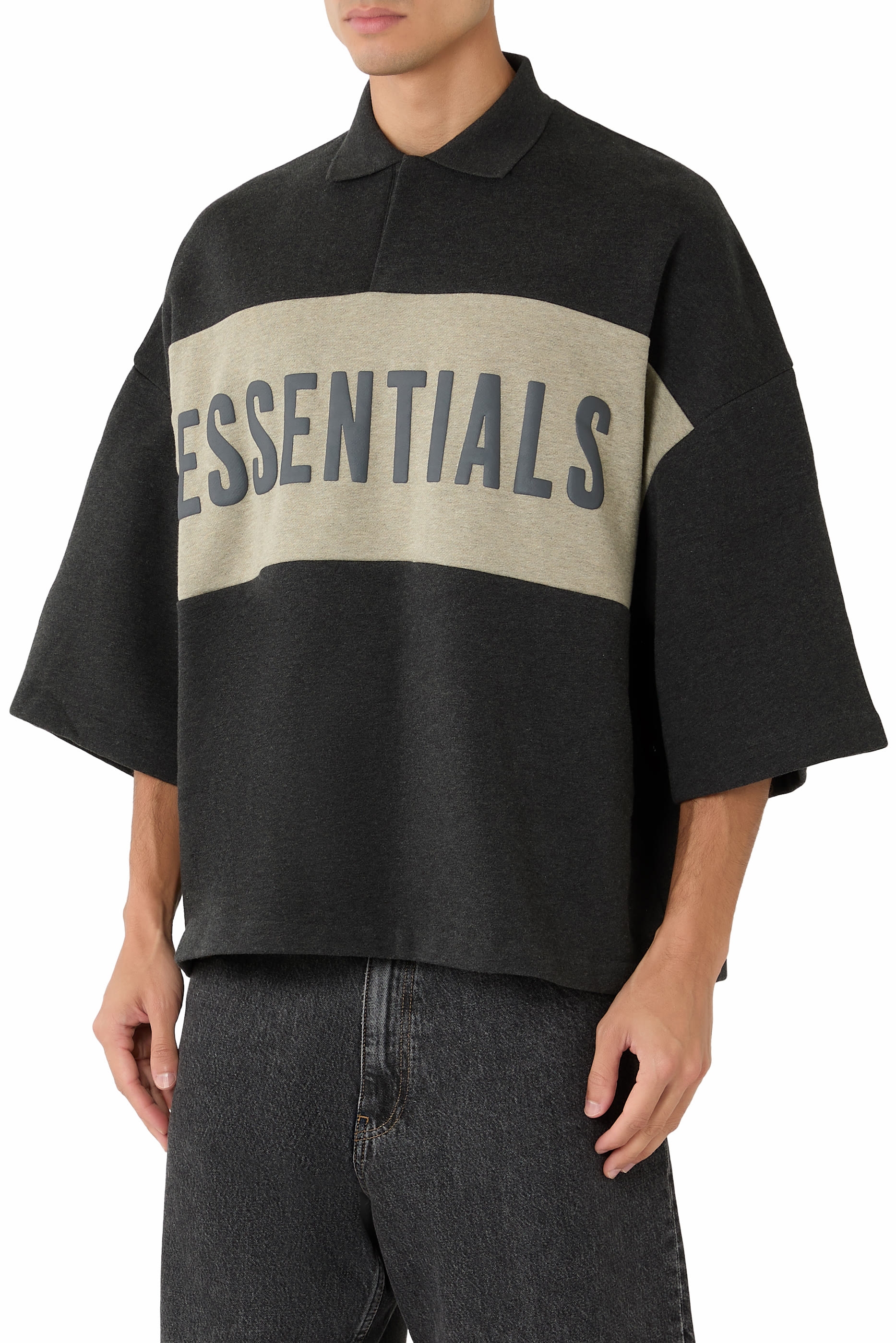  Cropped Panelled Polo T-Shirt 