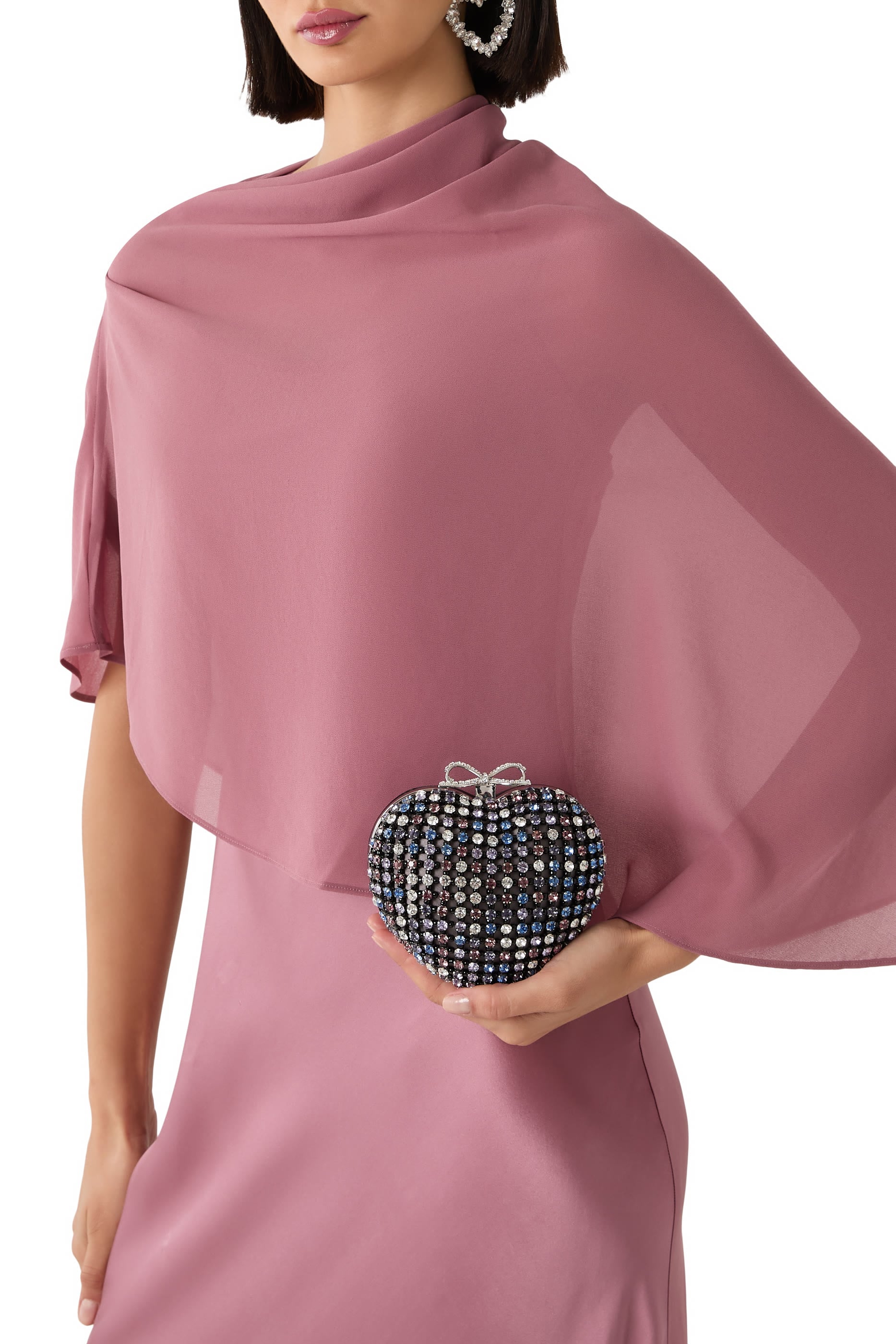 Multi Crystal Heart Clutch 