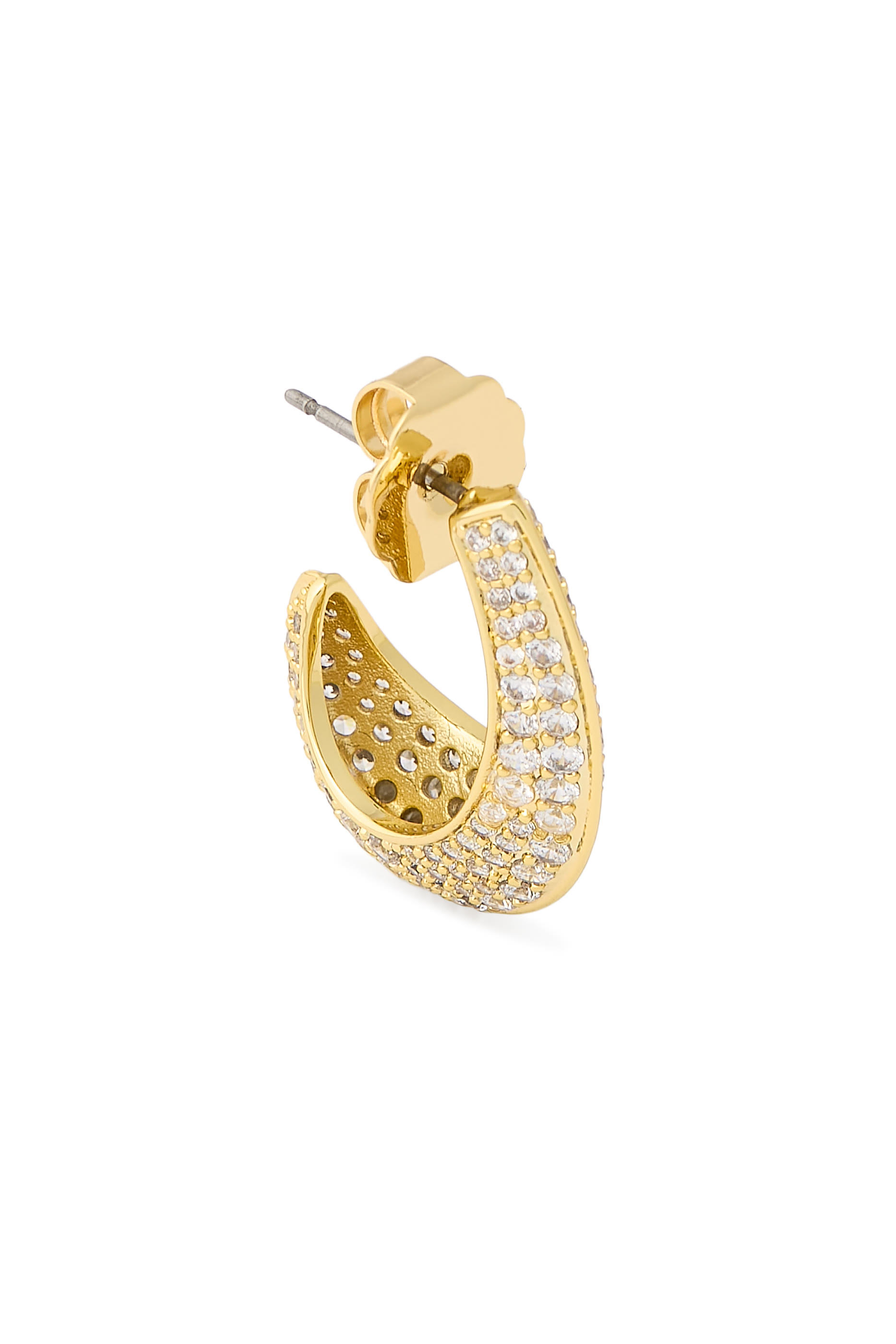 Modern Pave CZ Half Hoop Earrings