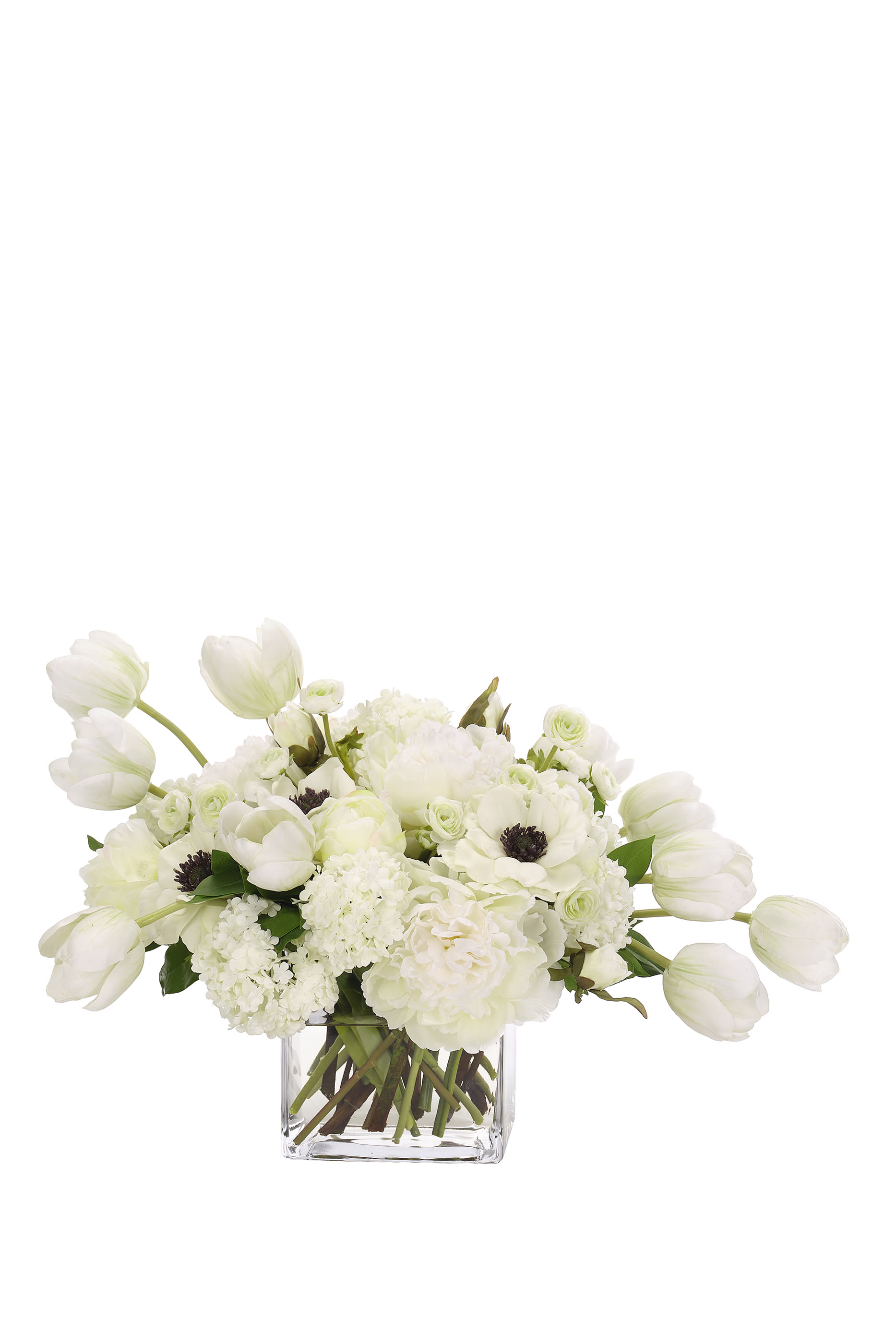 Peony & Anemone in Glass Cube 