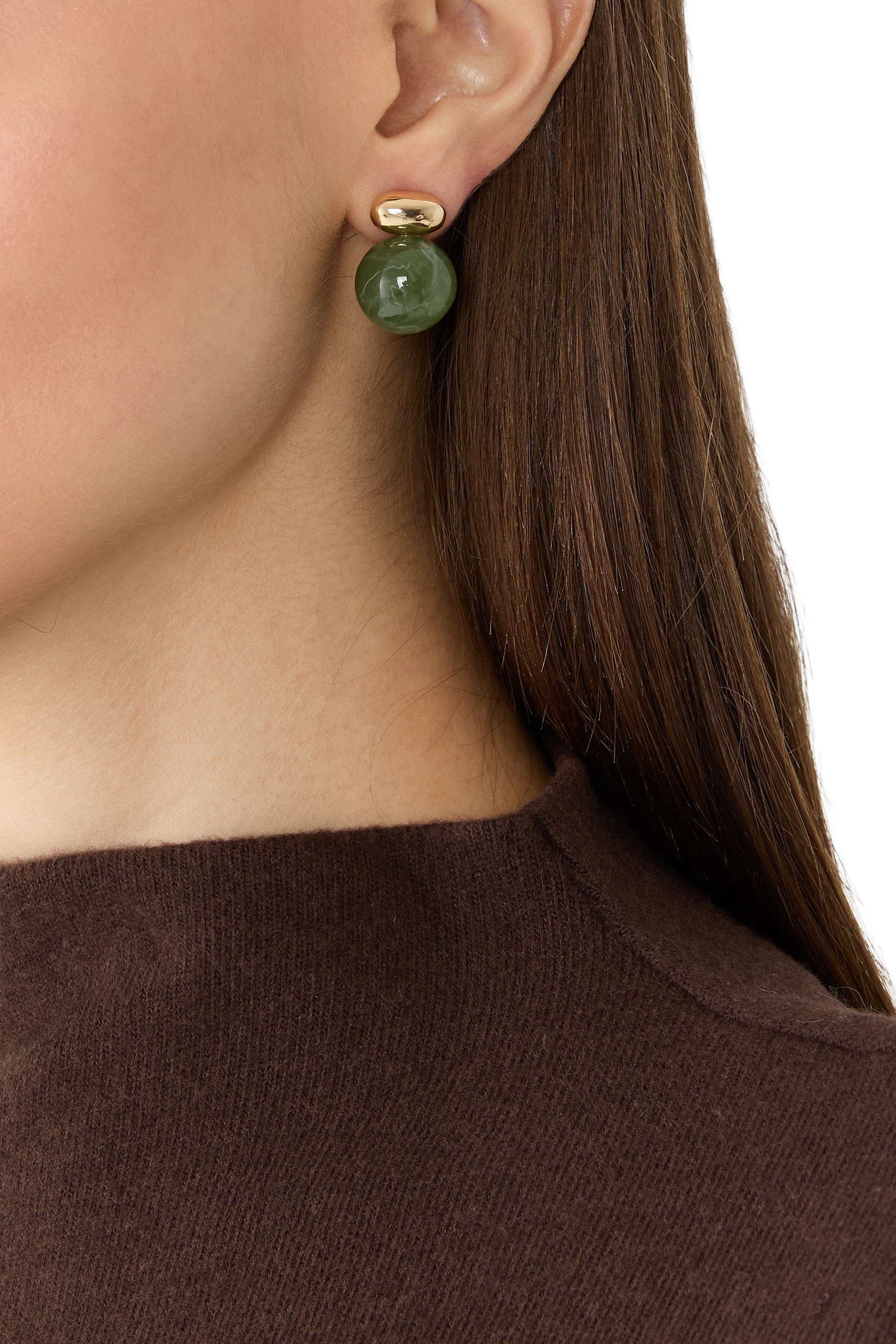 Alice Gemstone Earrings, 14K Gold-Plated Brass & Resin