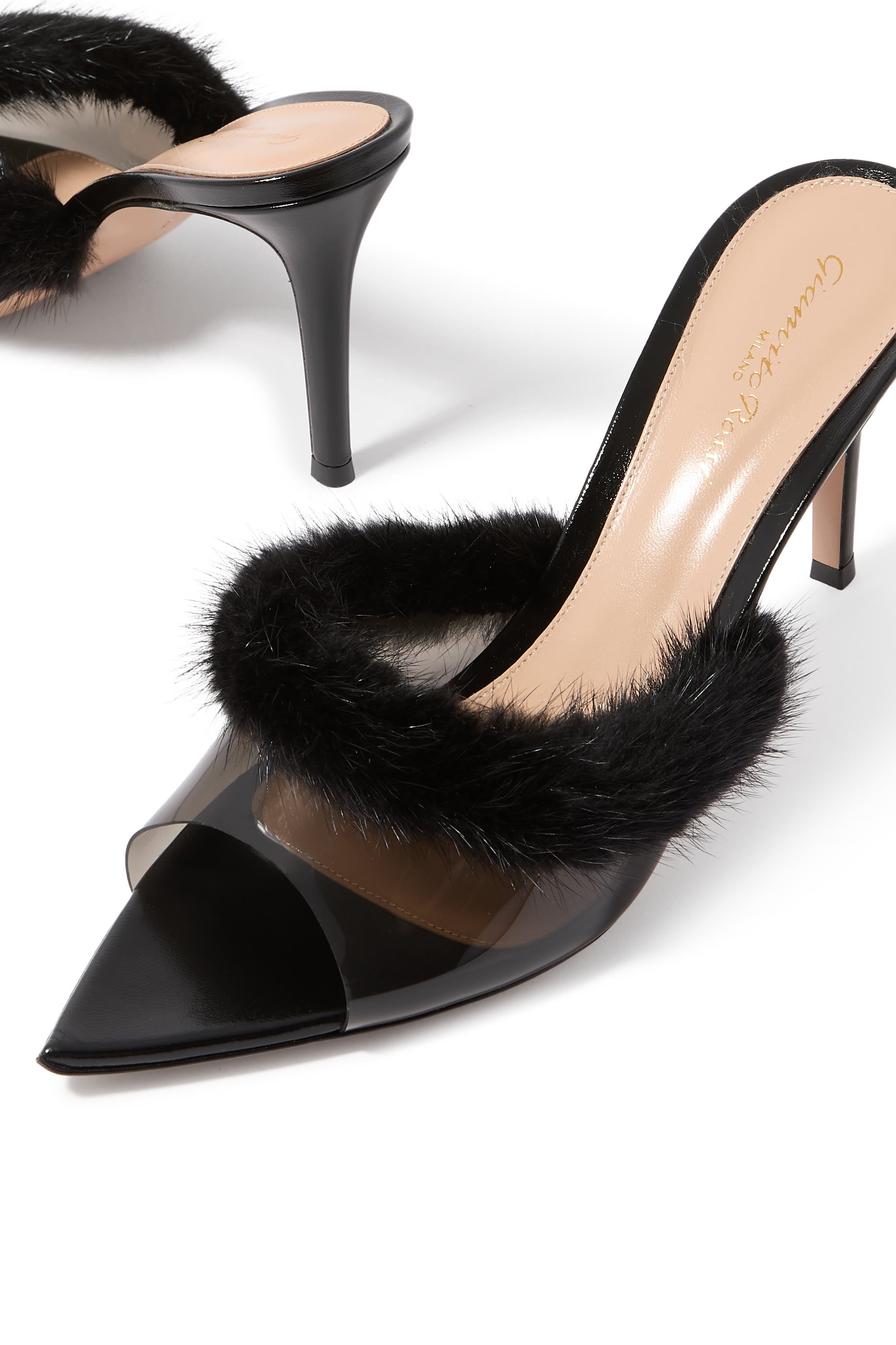 Tanya 85 Fur Plexi Mules