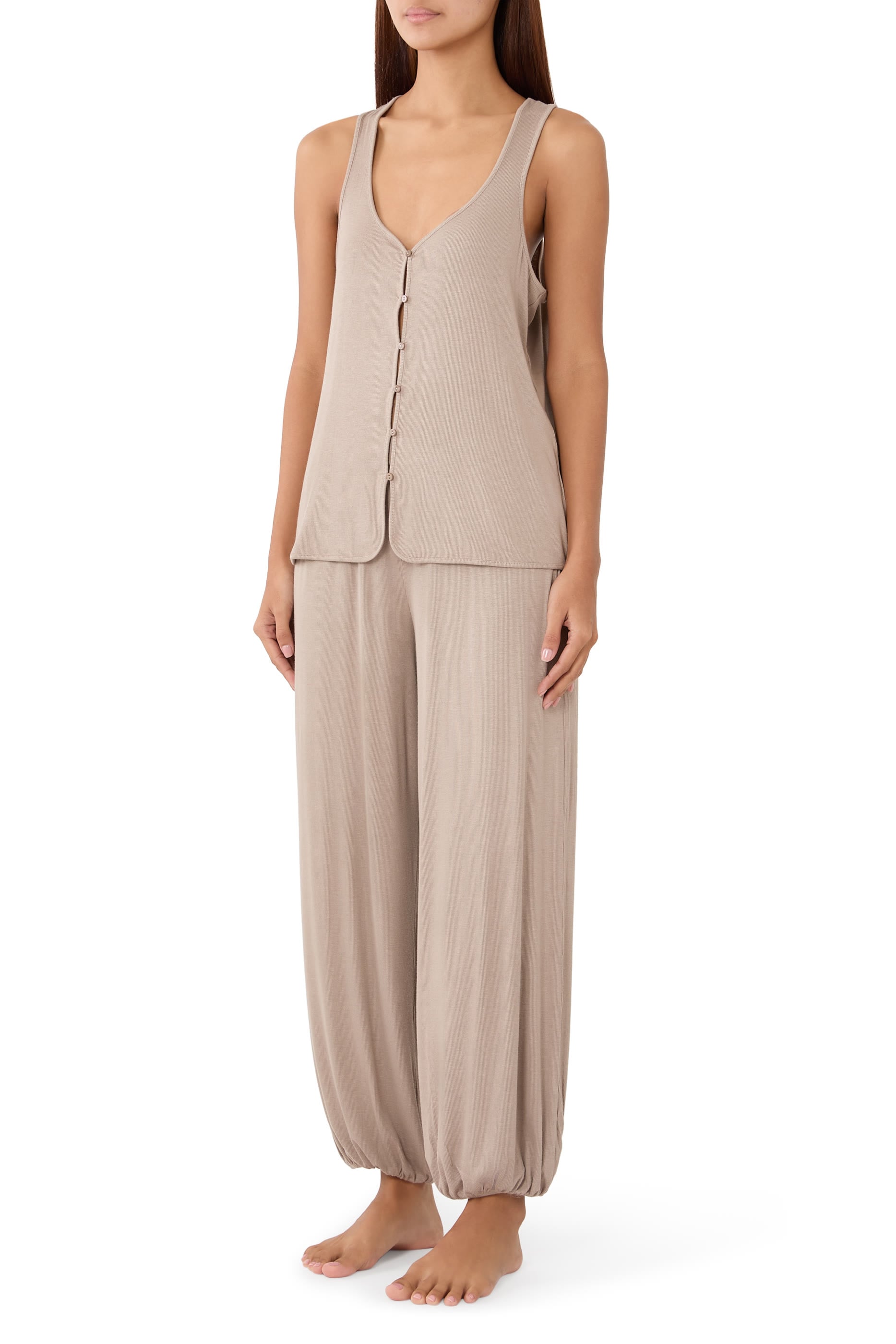 Jersey Rib Harem Pant Pajama Set