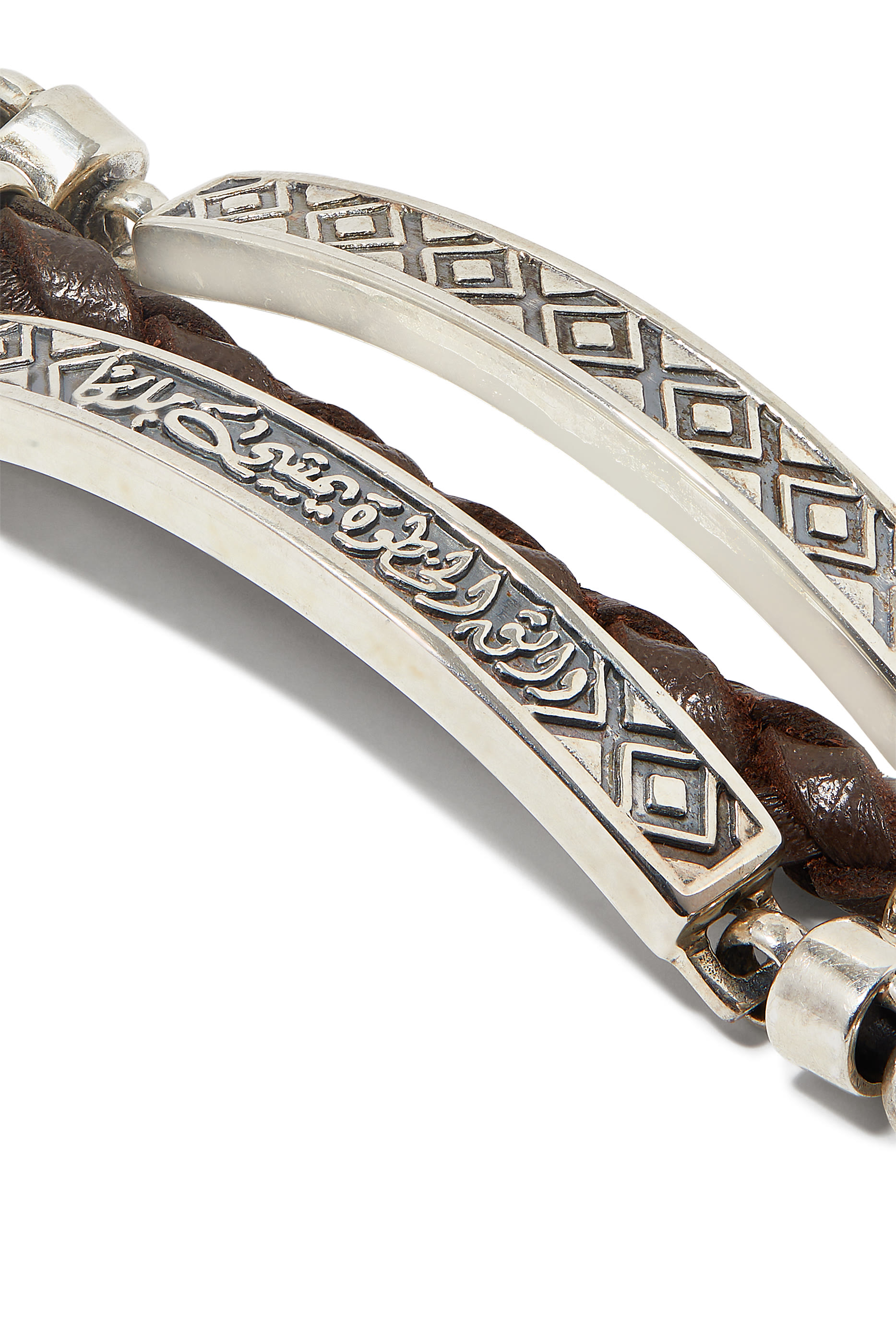 King's Step Bracelet,  Sterling Silver &  Leather