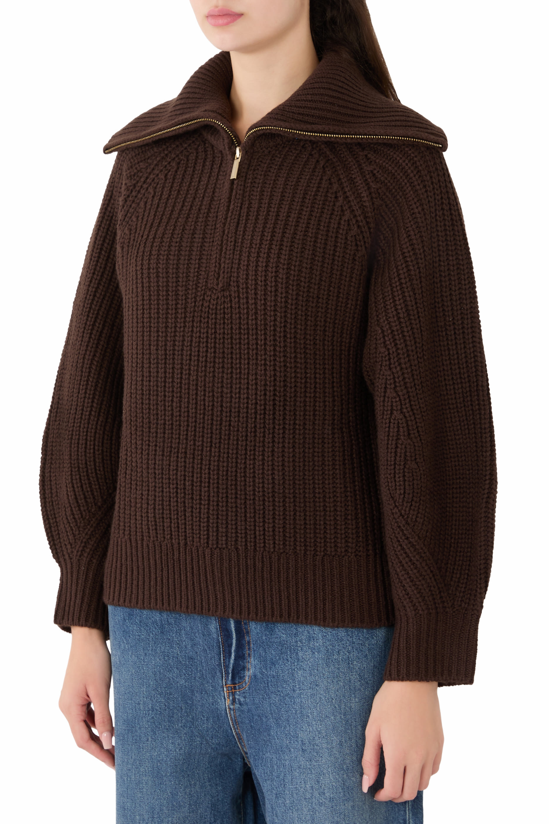 Chunky Knit and Ribbed Collar Pullover