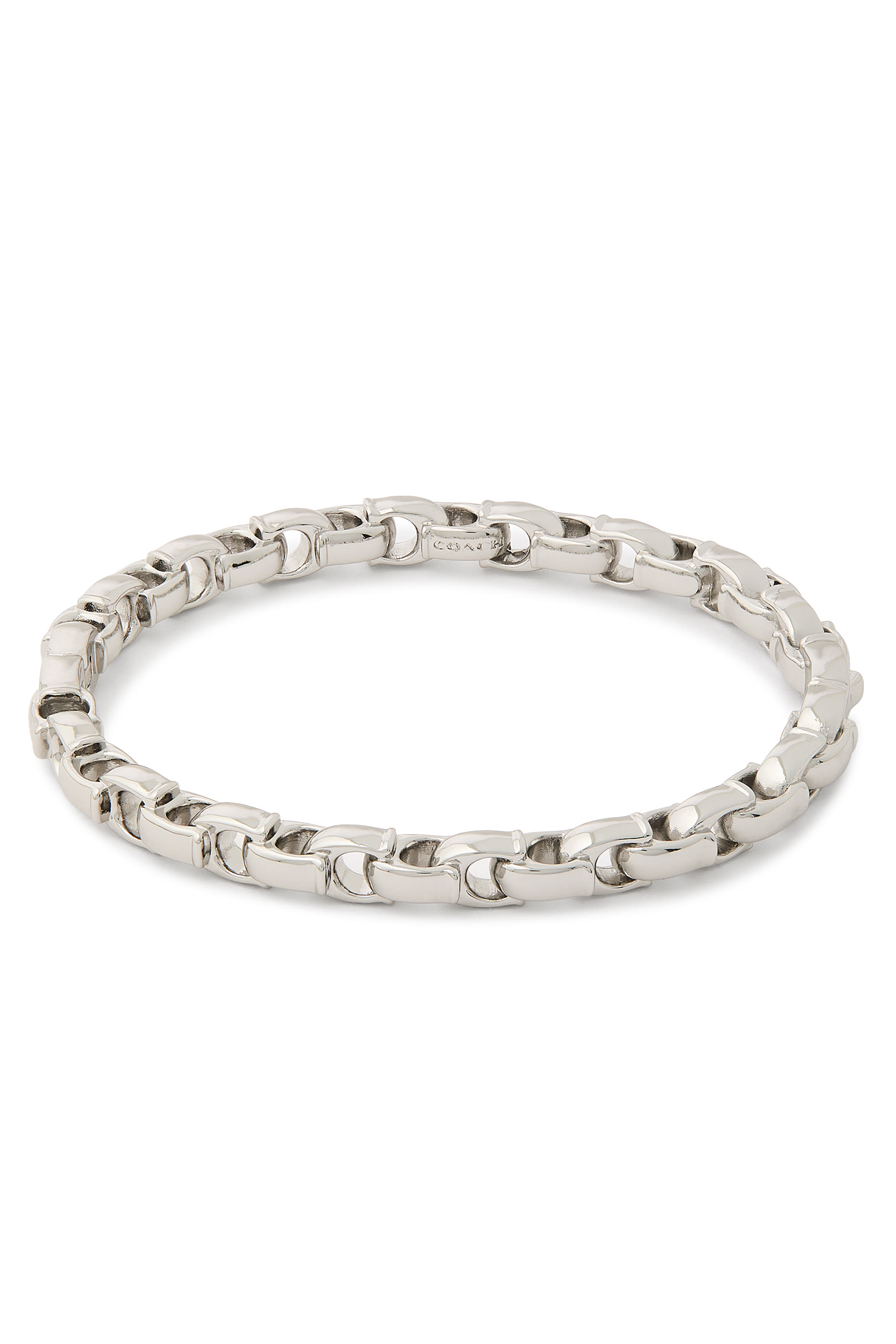 Signature Chain Hinged Bangle, Plated Brass & Cubic Zirconia
