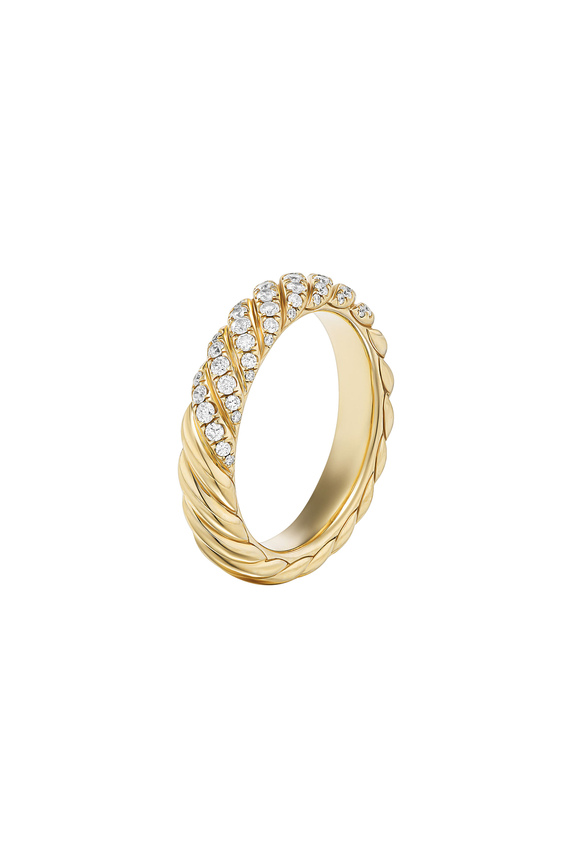 Sculpted Cable Ring, 18k Yellow Gold & Diamonds