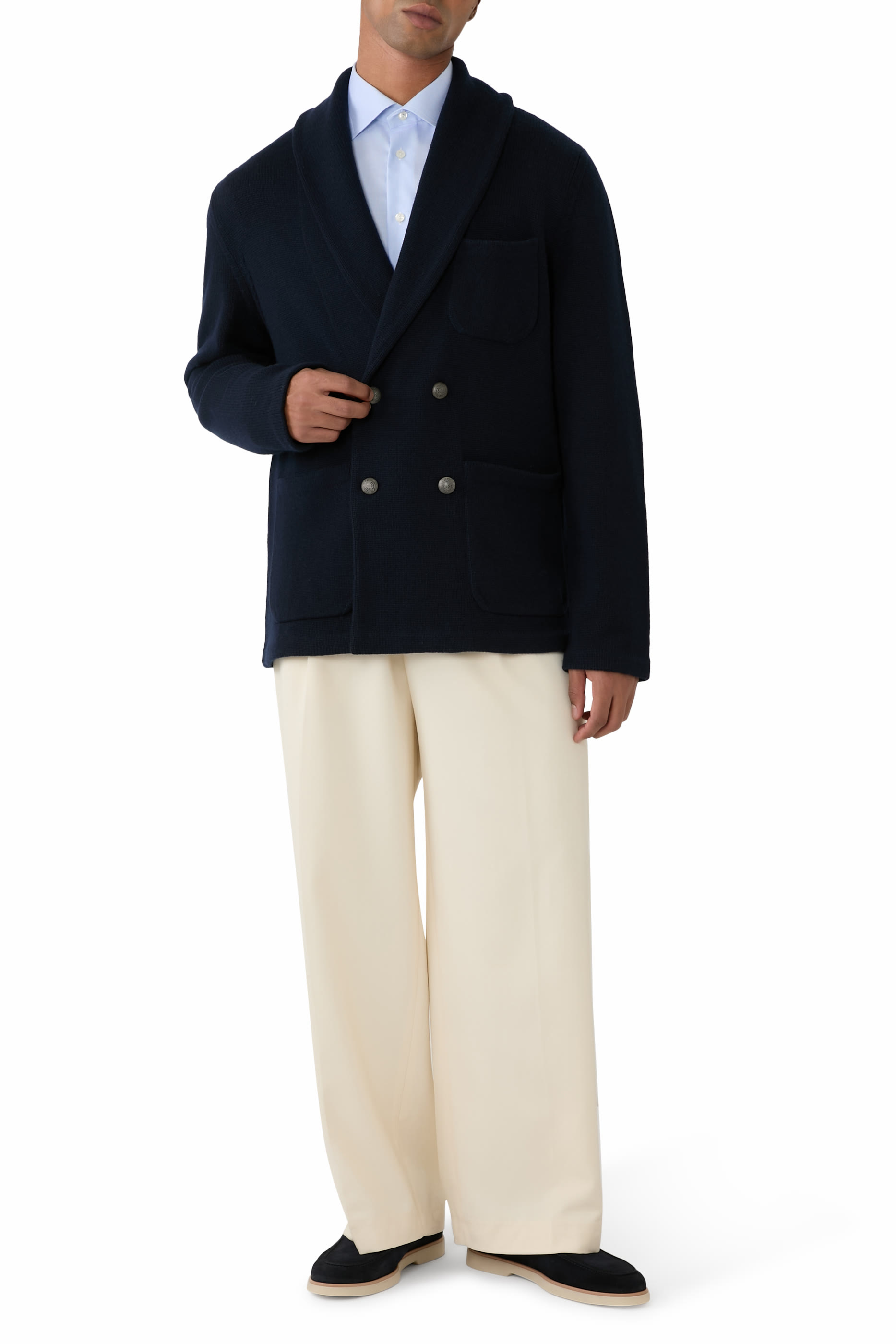  Textured Cashmere Blazer Cardigan