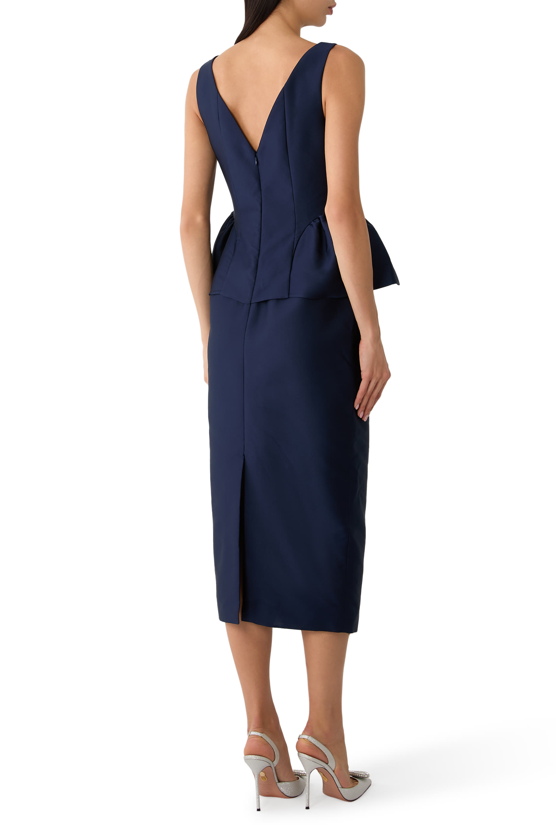 Sleeveless Peplum Colum Midi Dress