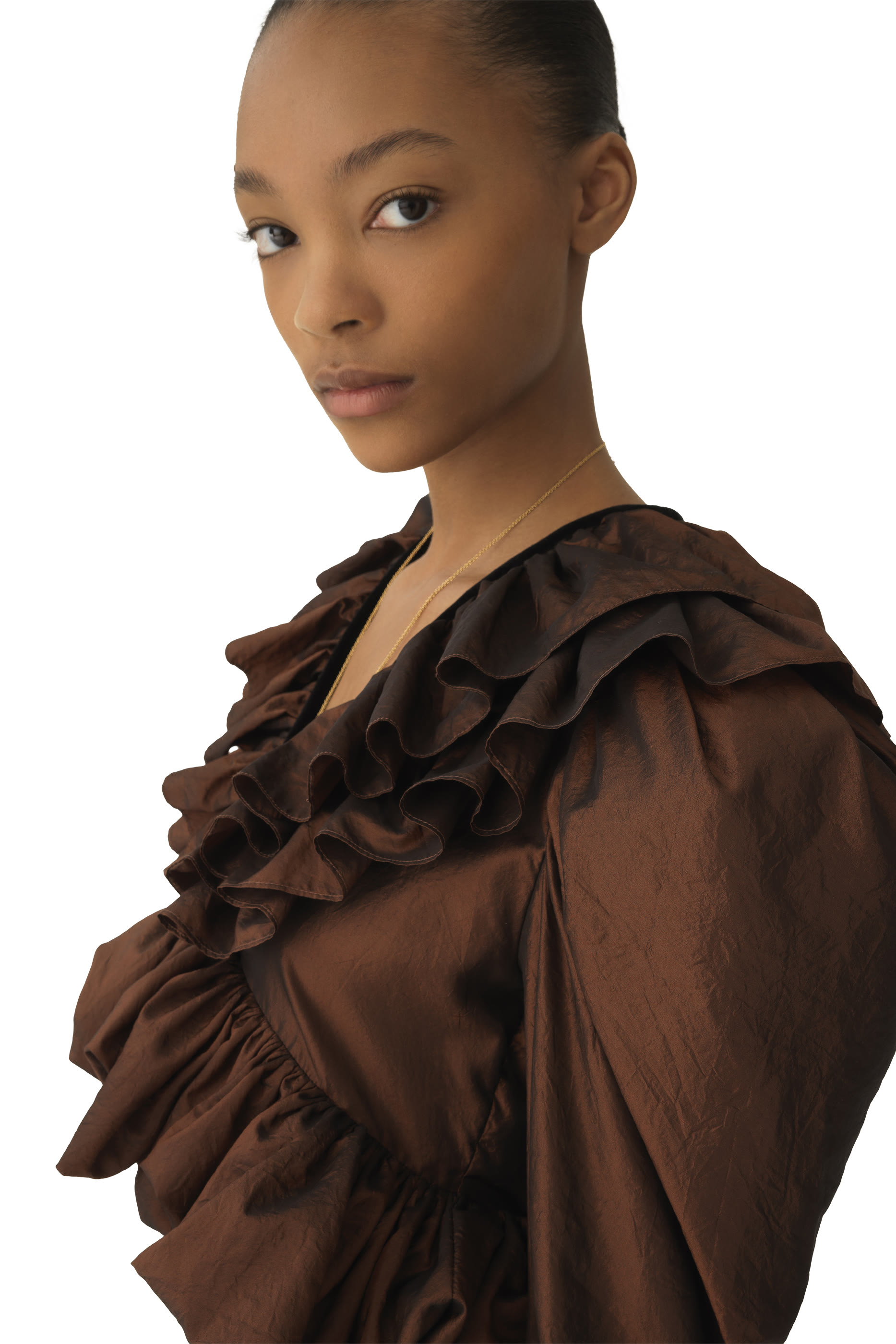 Cropped V-Neck Ruffle Top 