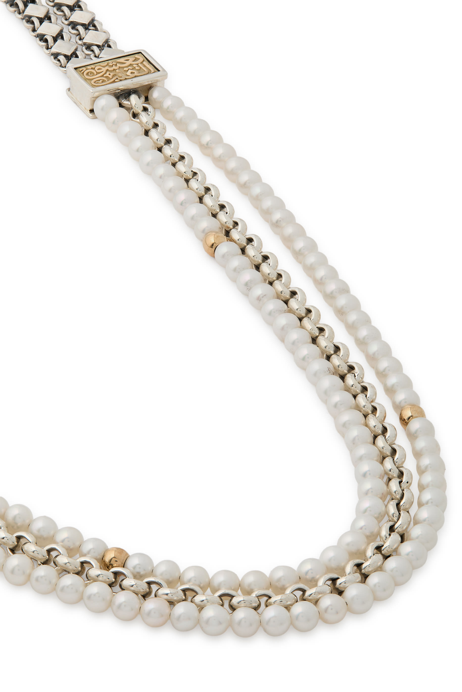 Layered Pearl Necklace, 18K Gold and Sterling Silver & Pearl Beads