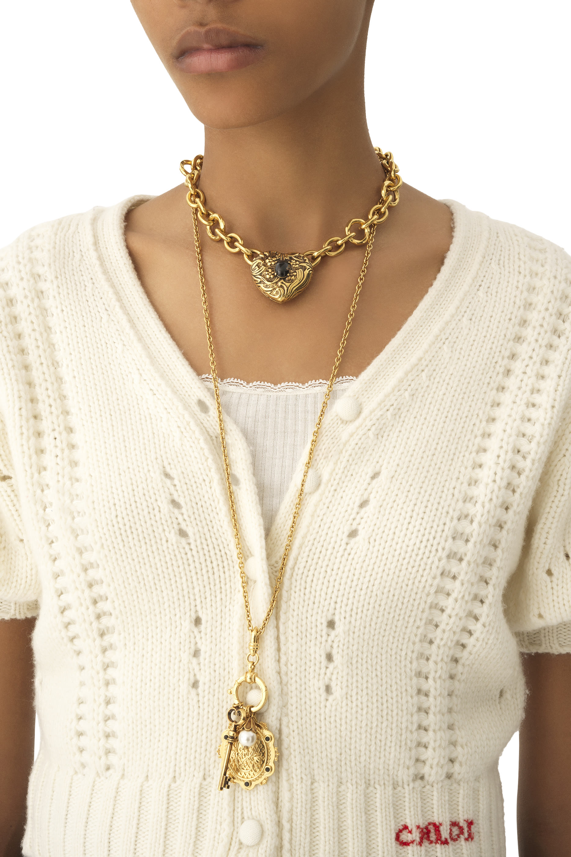 Puff-Sleeve Cardigan in Wool & Cashmere Knit 