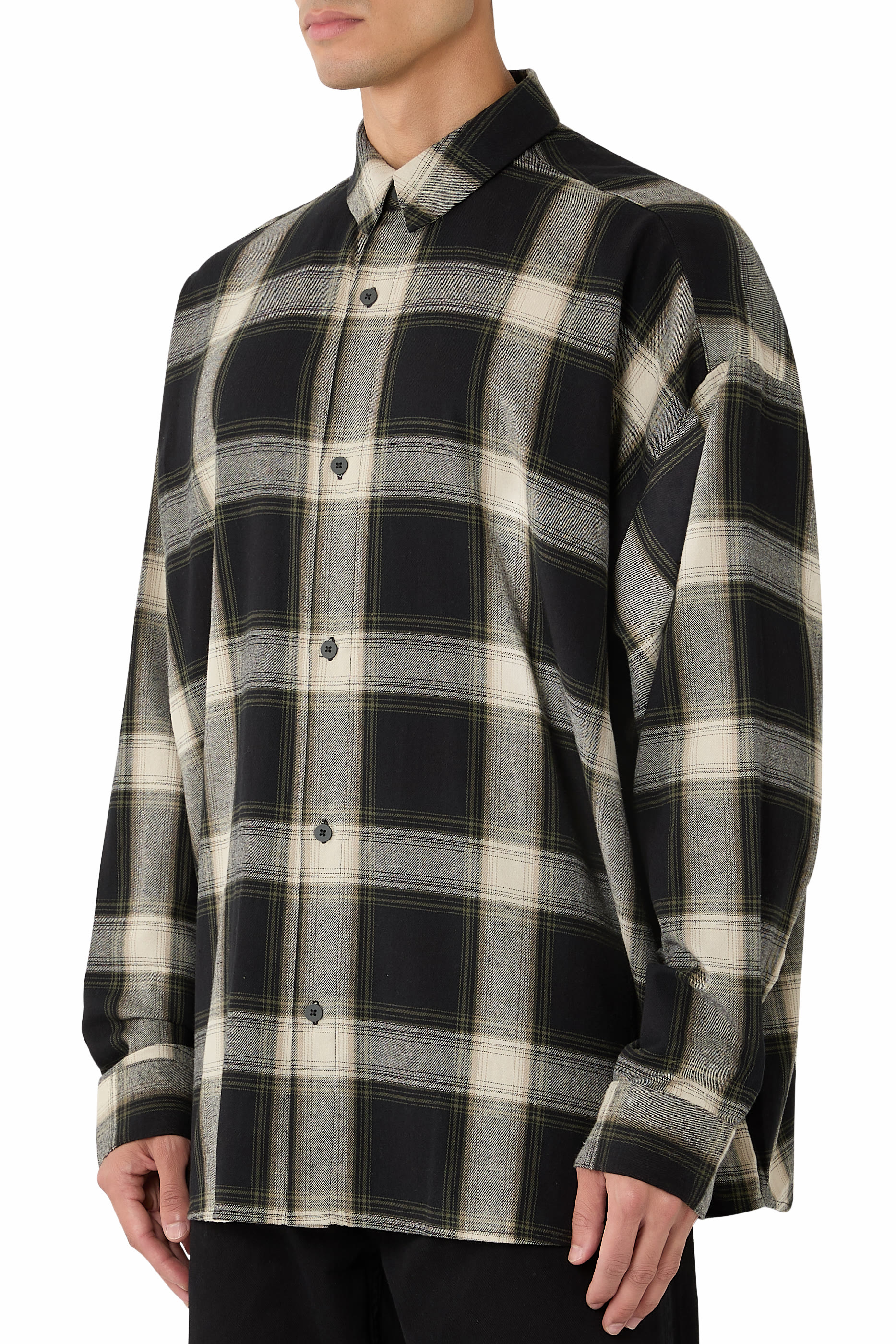 Plaid Flannel Button-Up Shirt