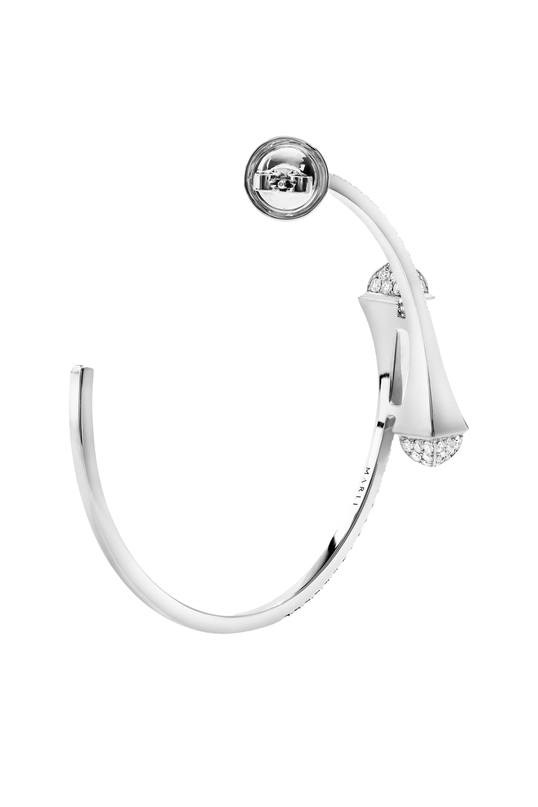 Cleo Midi Hoop Earrings, 18k White Gold Full Diamonds