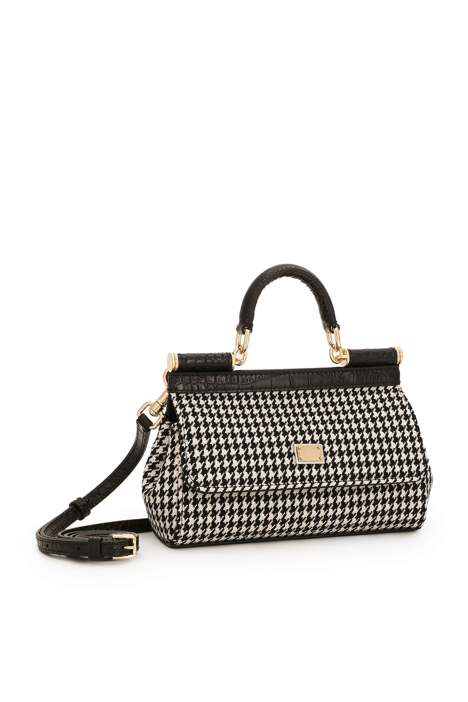 Small Houndstooth Fabric Sicily Handbag
