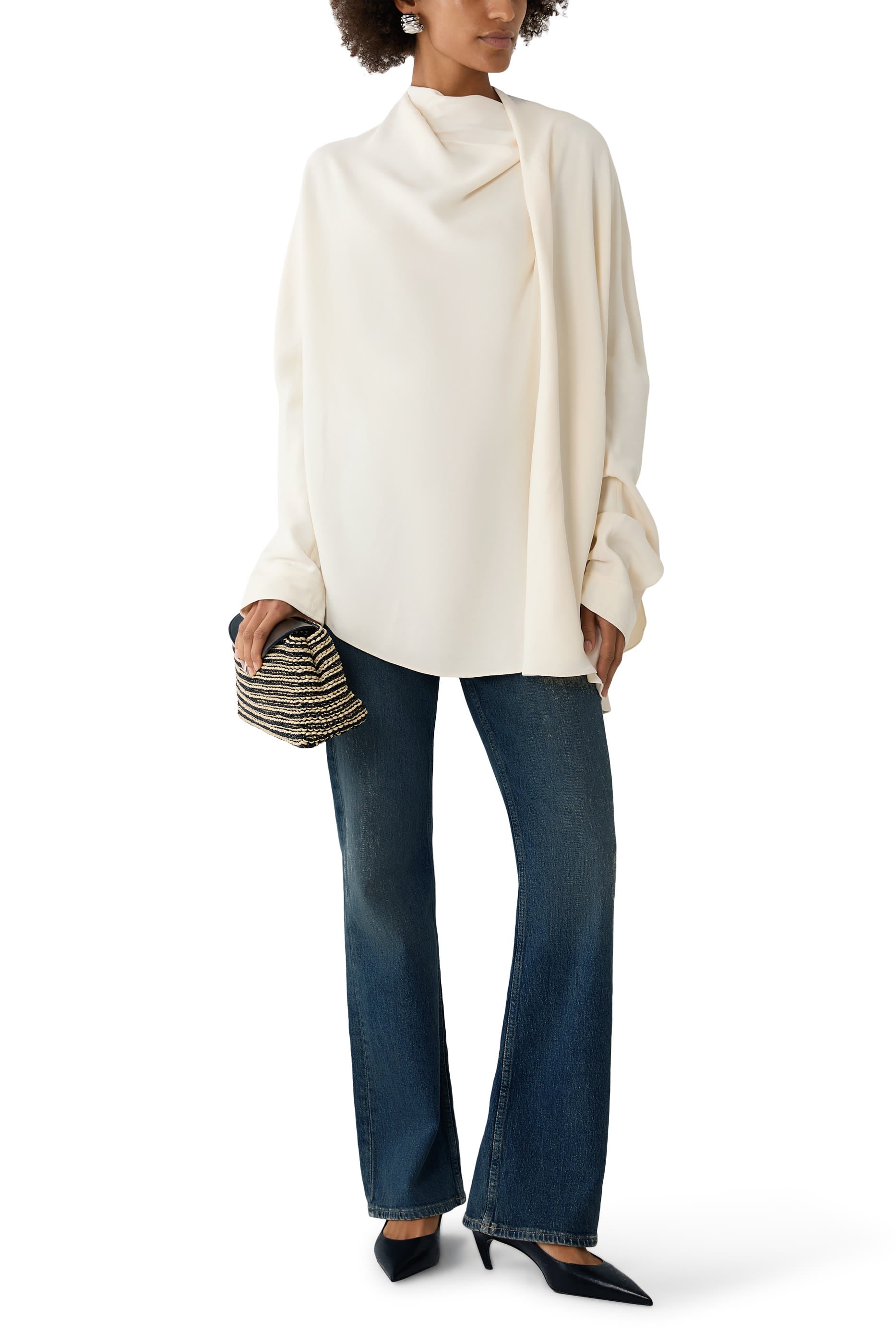 Asymmetric Draped Cady Blouse 