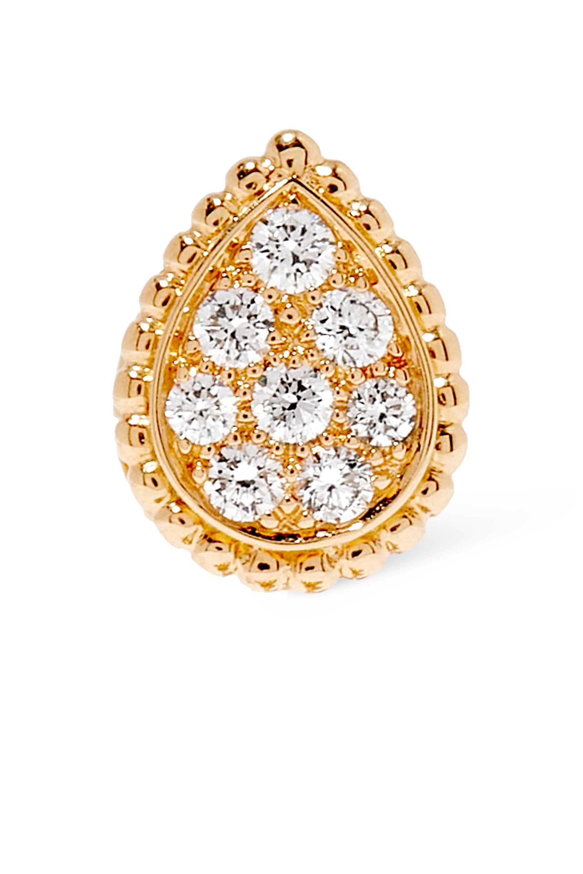 Serpent Boh&egrave;me Double Motif Single Stud Earring, 18k Yellow Gold & Diamonds