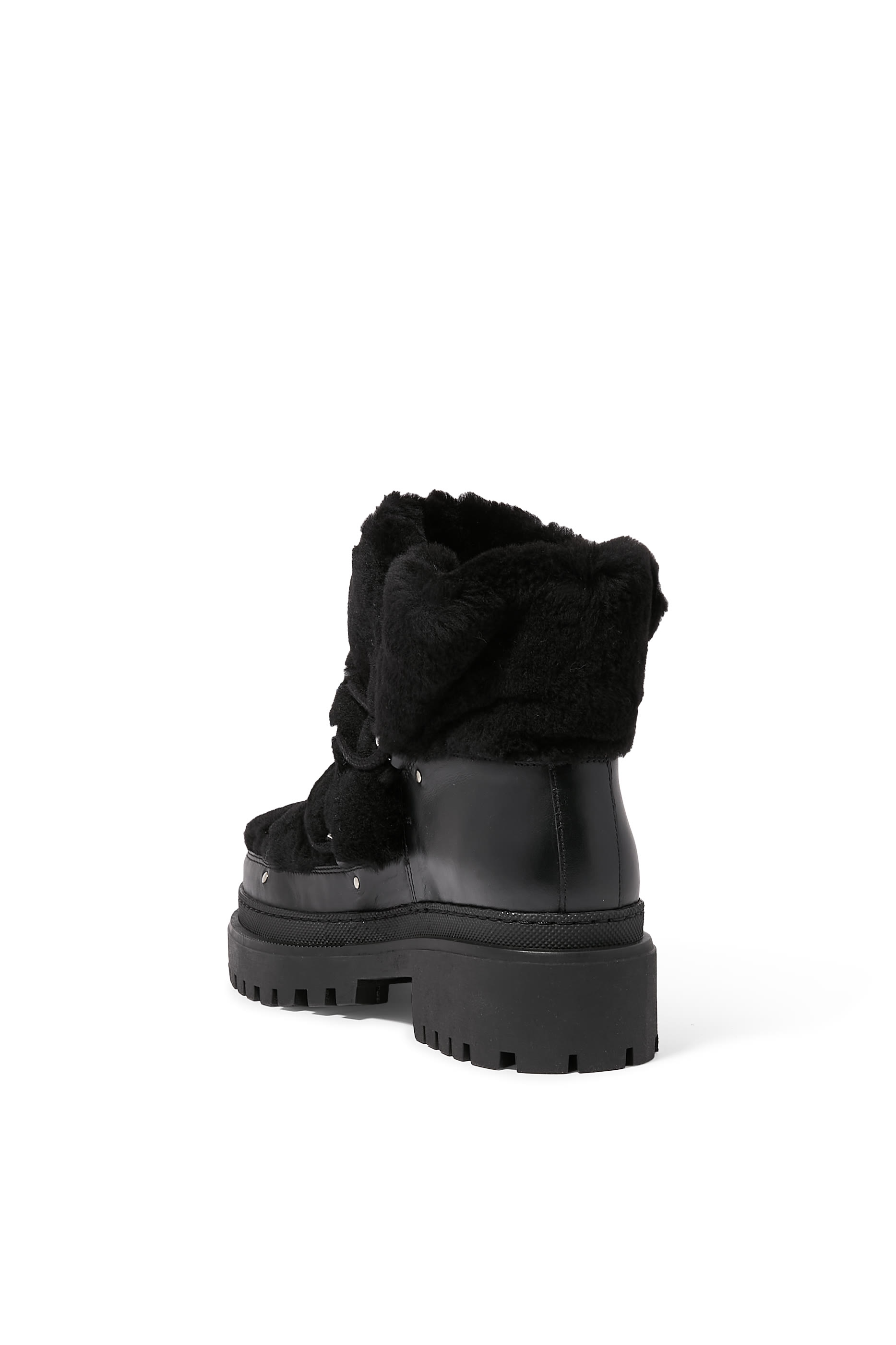 Lace-Up Mid-Length Shearling Boots