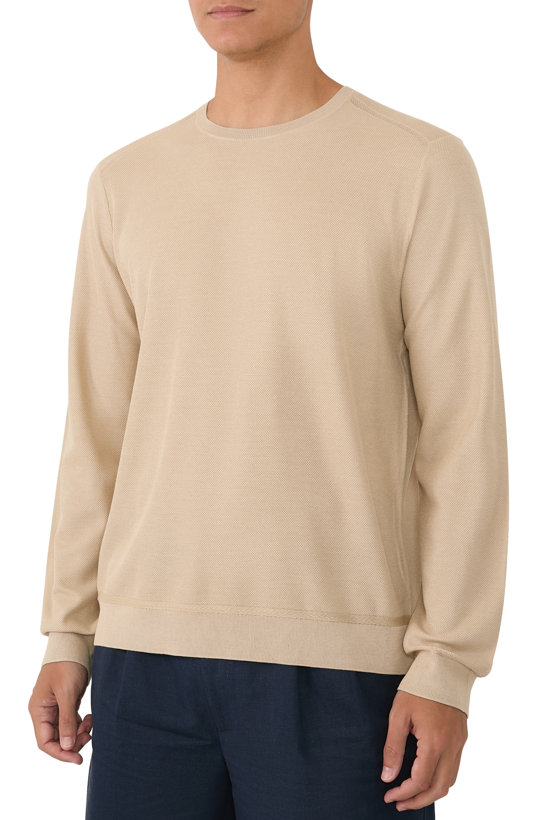  Silk-Cotton Crewneck Sweater