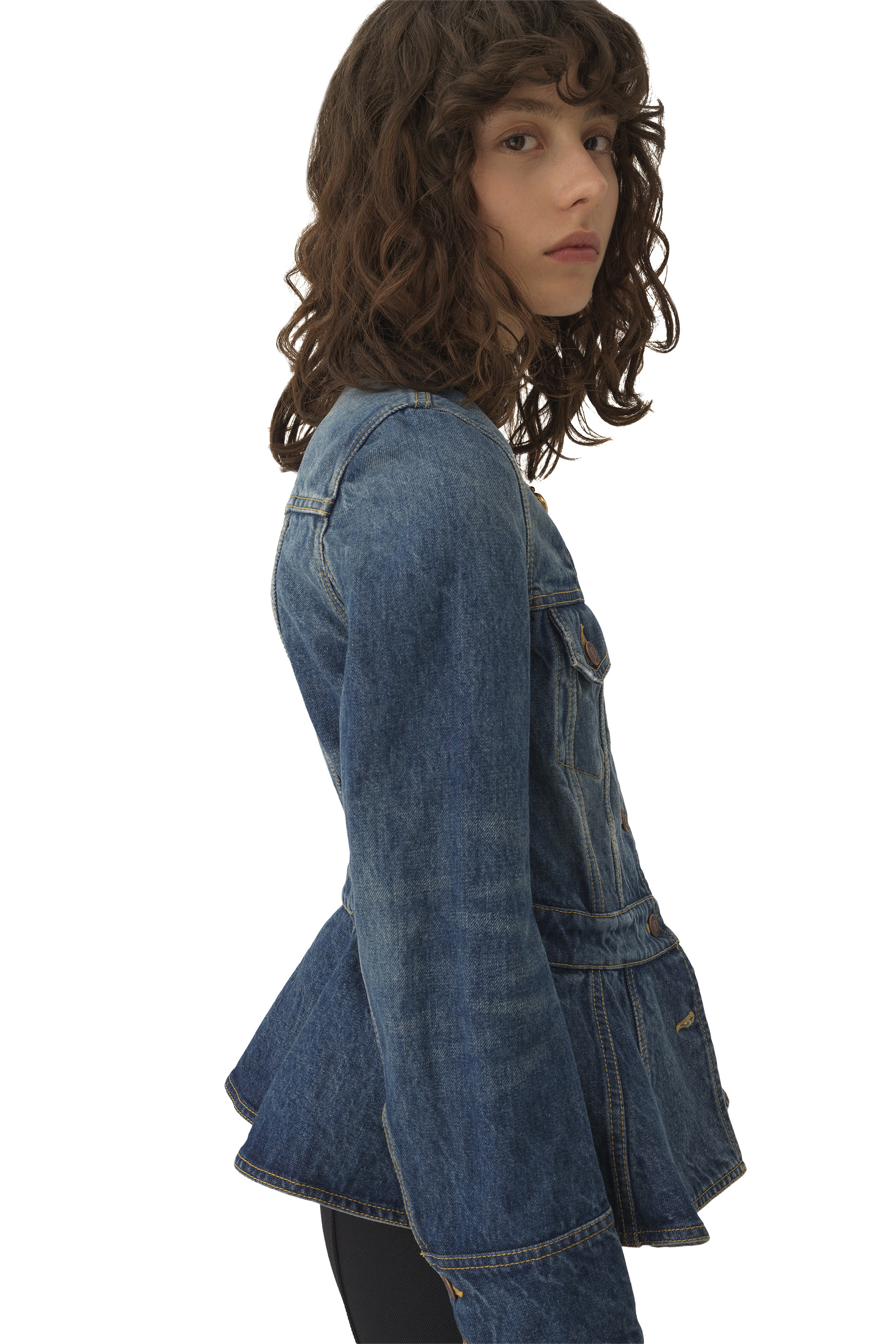  Peplum Riding Jacket in Denim