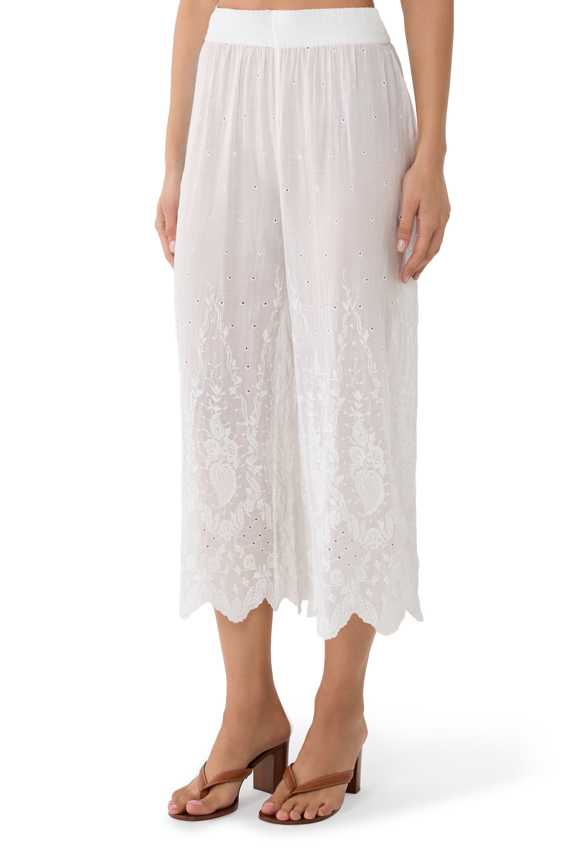 Elba Embroidered Pull-On Ankle Pants