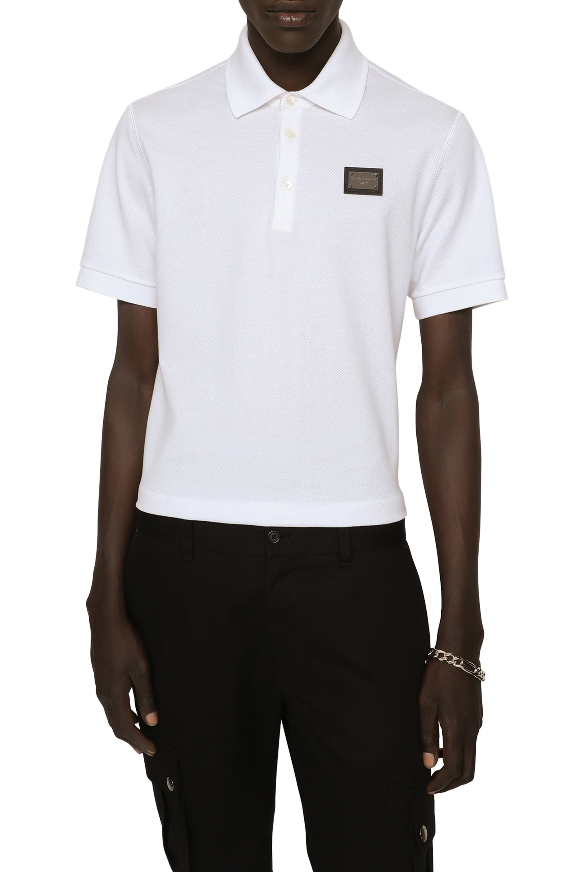 Cotton Piqué Polo-Shirt with Branded Tag