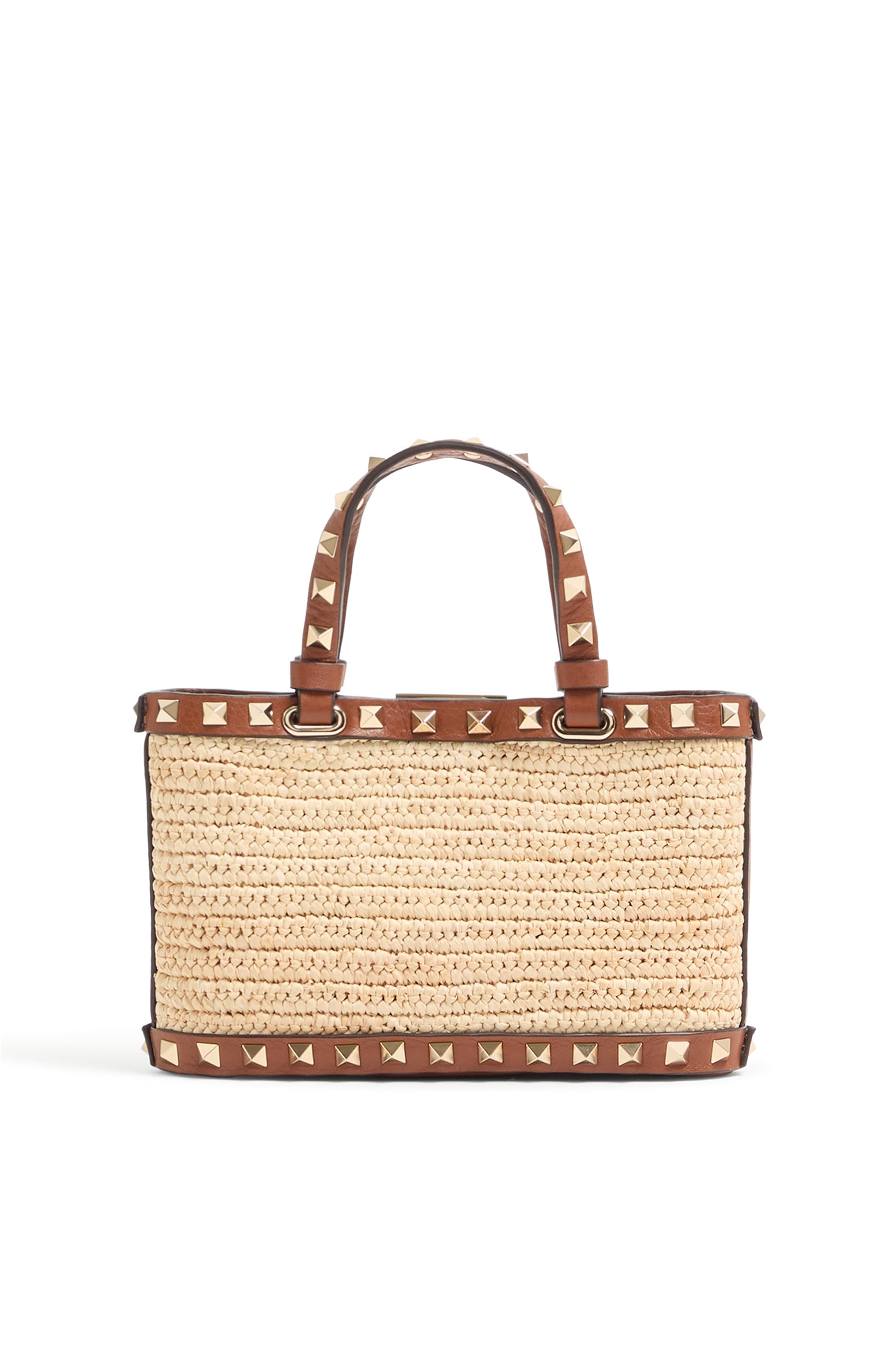 Rockstud Raffia Mini Shopping Bag