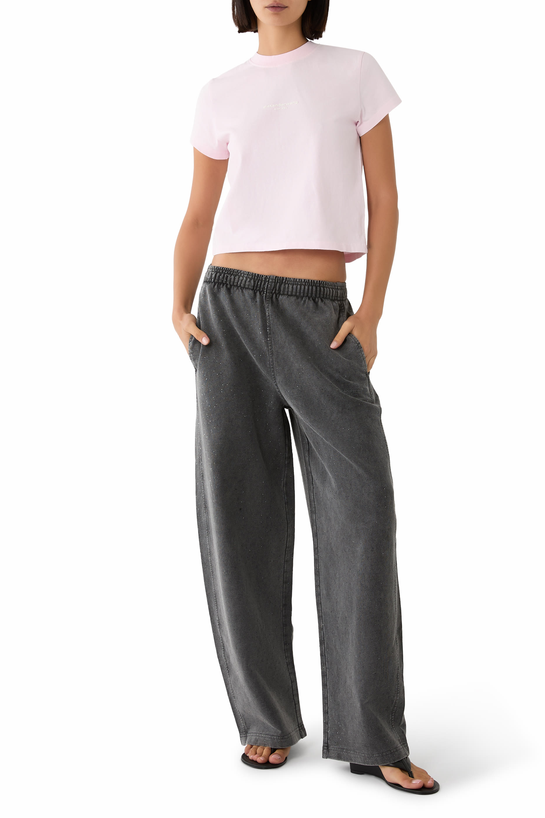 Rhinestone-Embellished Sweatpants 