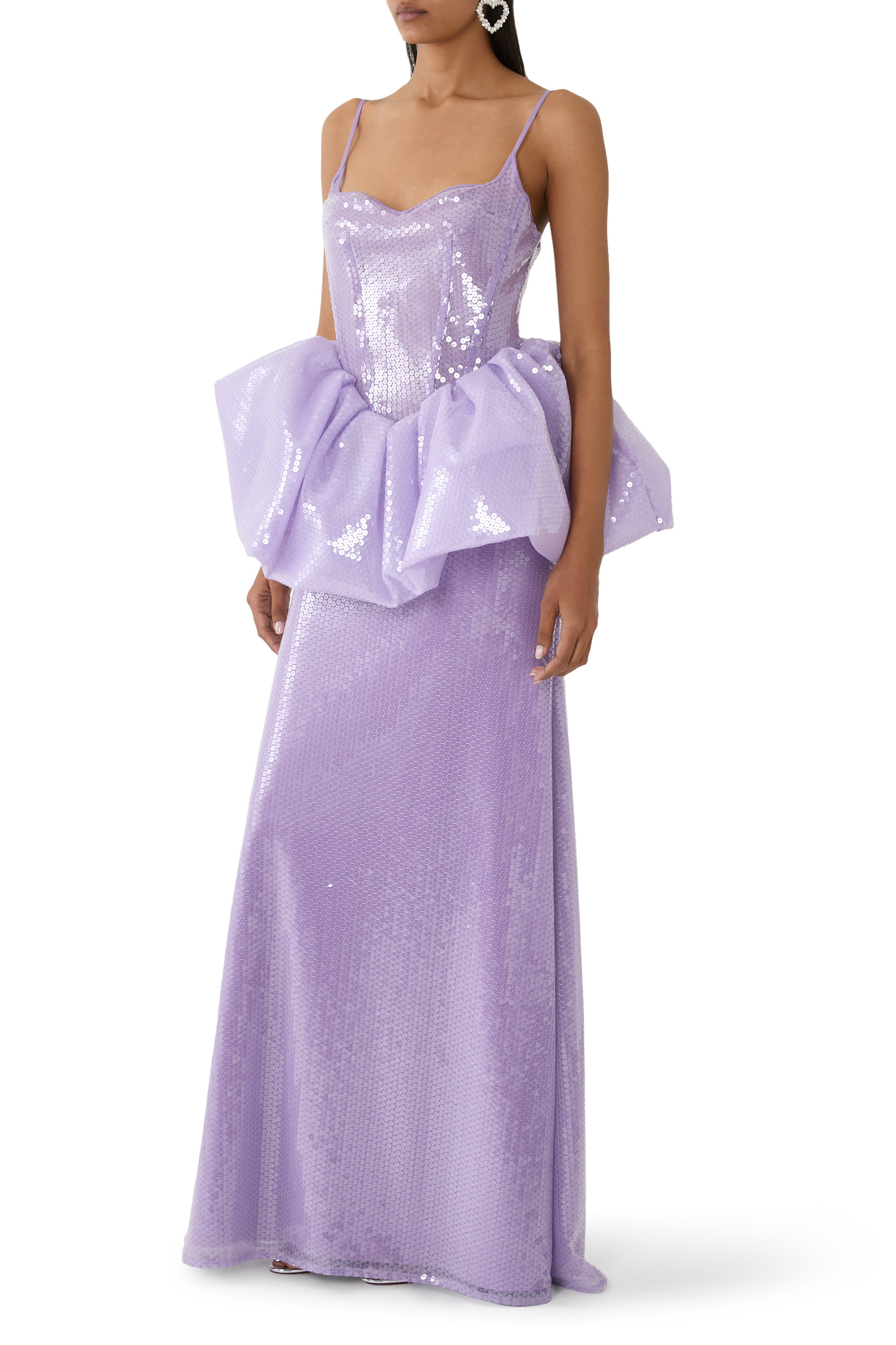 Peplum Detail Sequin Gown 