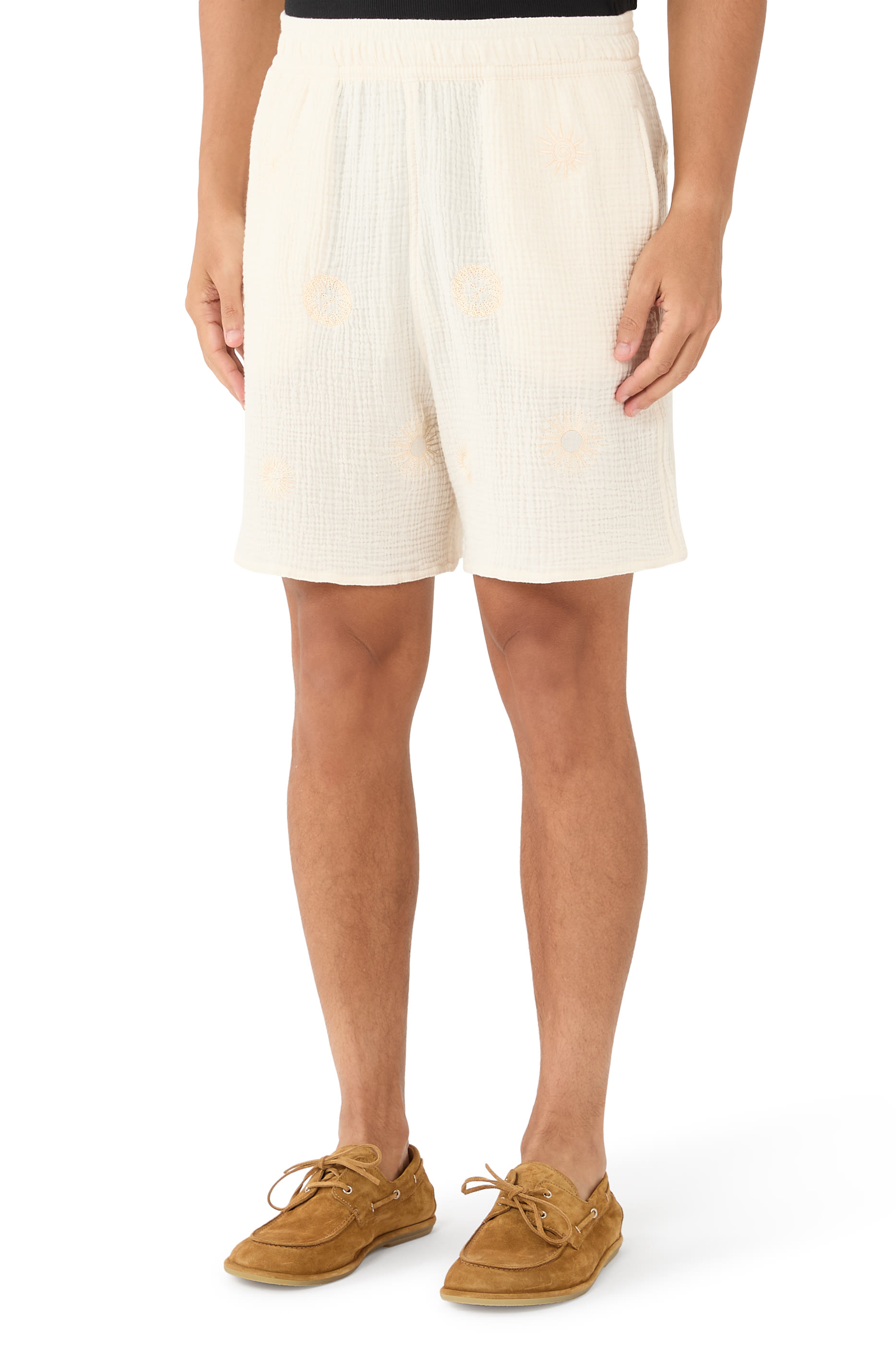 Sun Embroidered Lounge Shorts