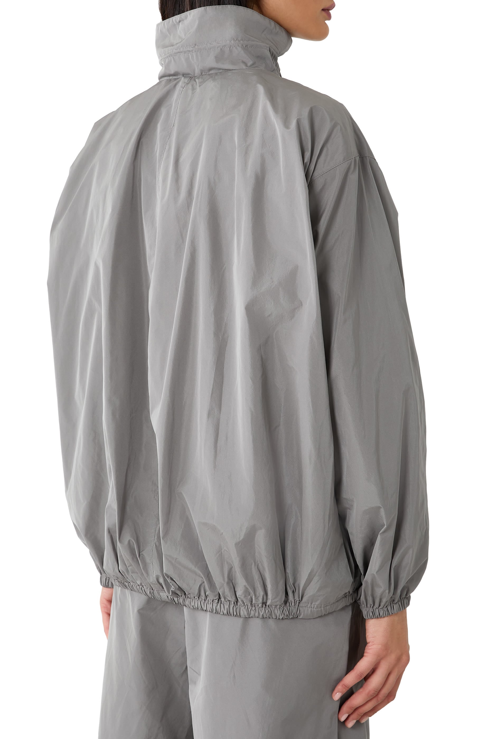 Oversized Track Jacket With Gathered Collar