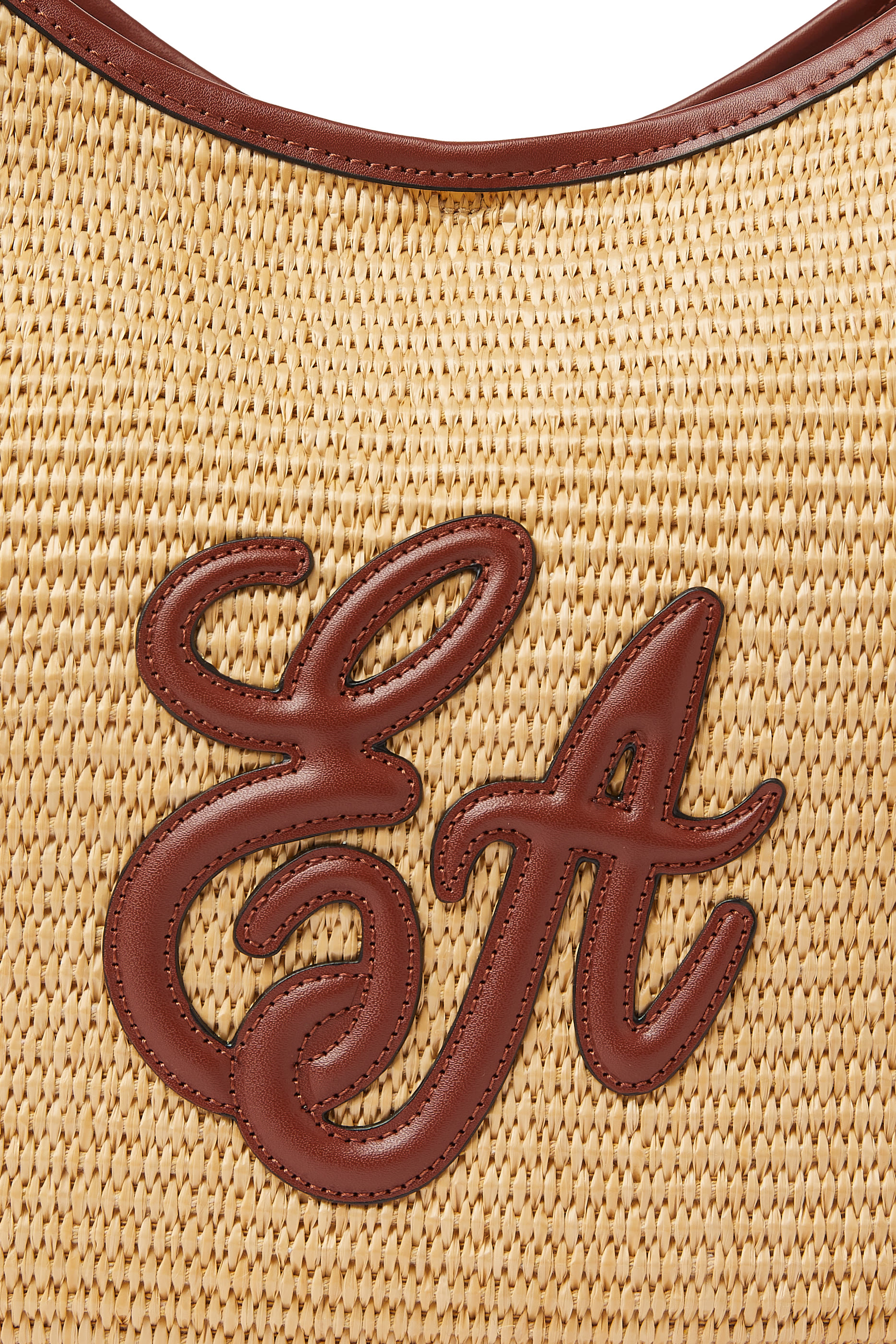 EA Logo Woven Straw Medium Shopper Bag