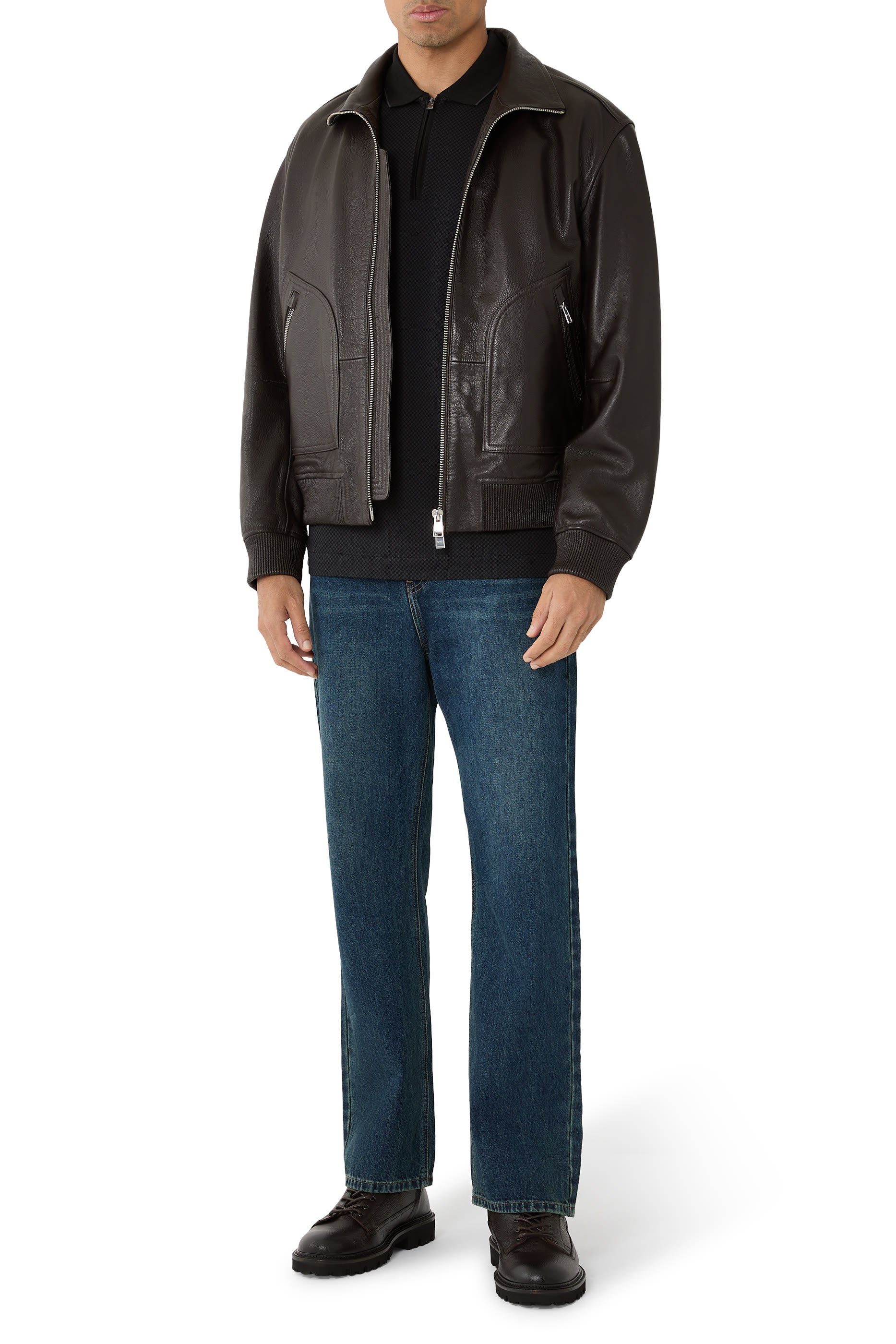 Nappa-Leather Jacket with Two-Way Zip