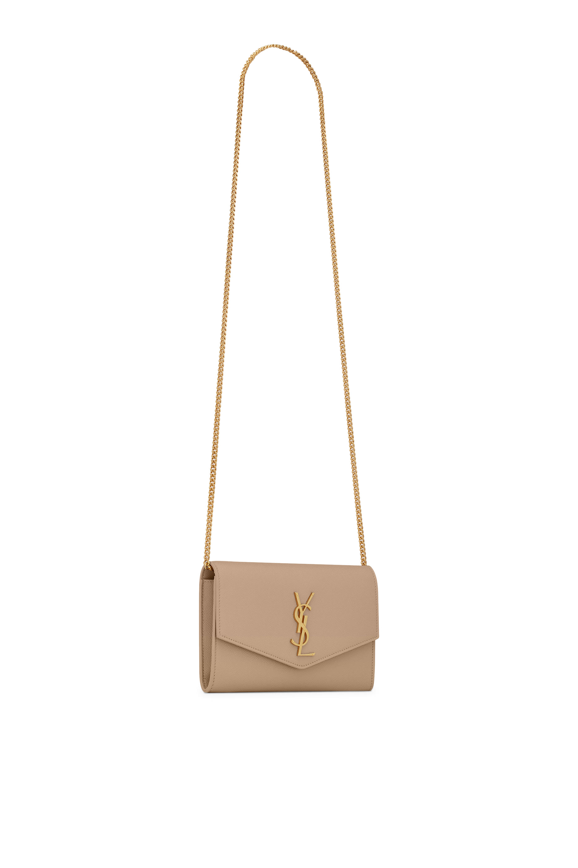Uptown Chain Wallet In Grain De Poudre Embossed Leather 