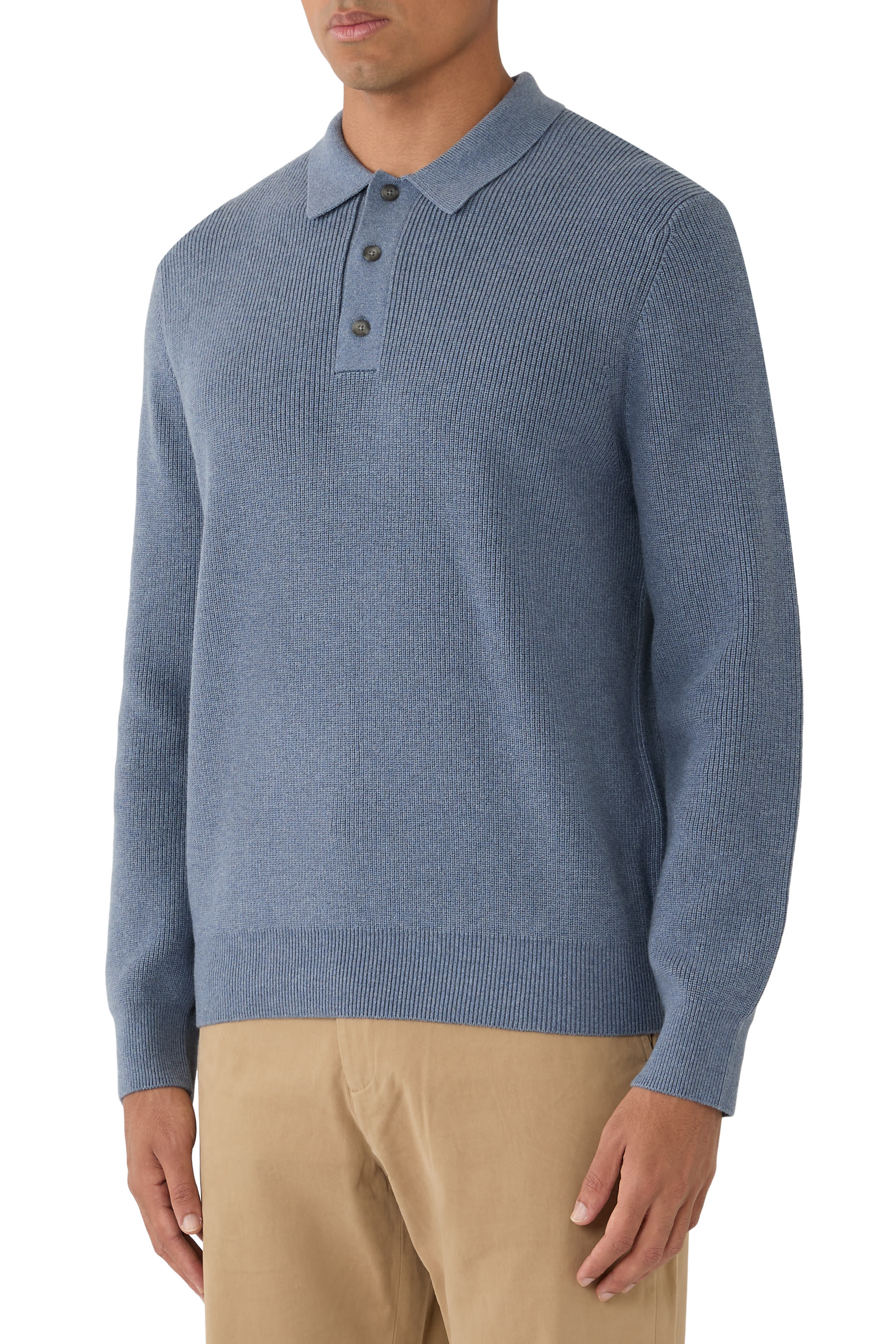 Heirloom Shaker Cotton-Cashmere Polo Sweater