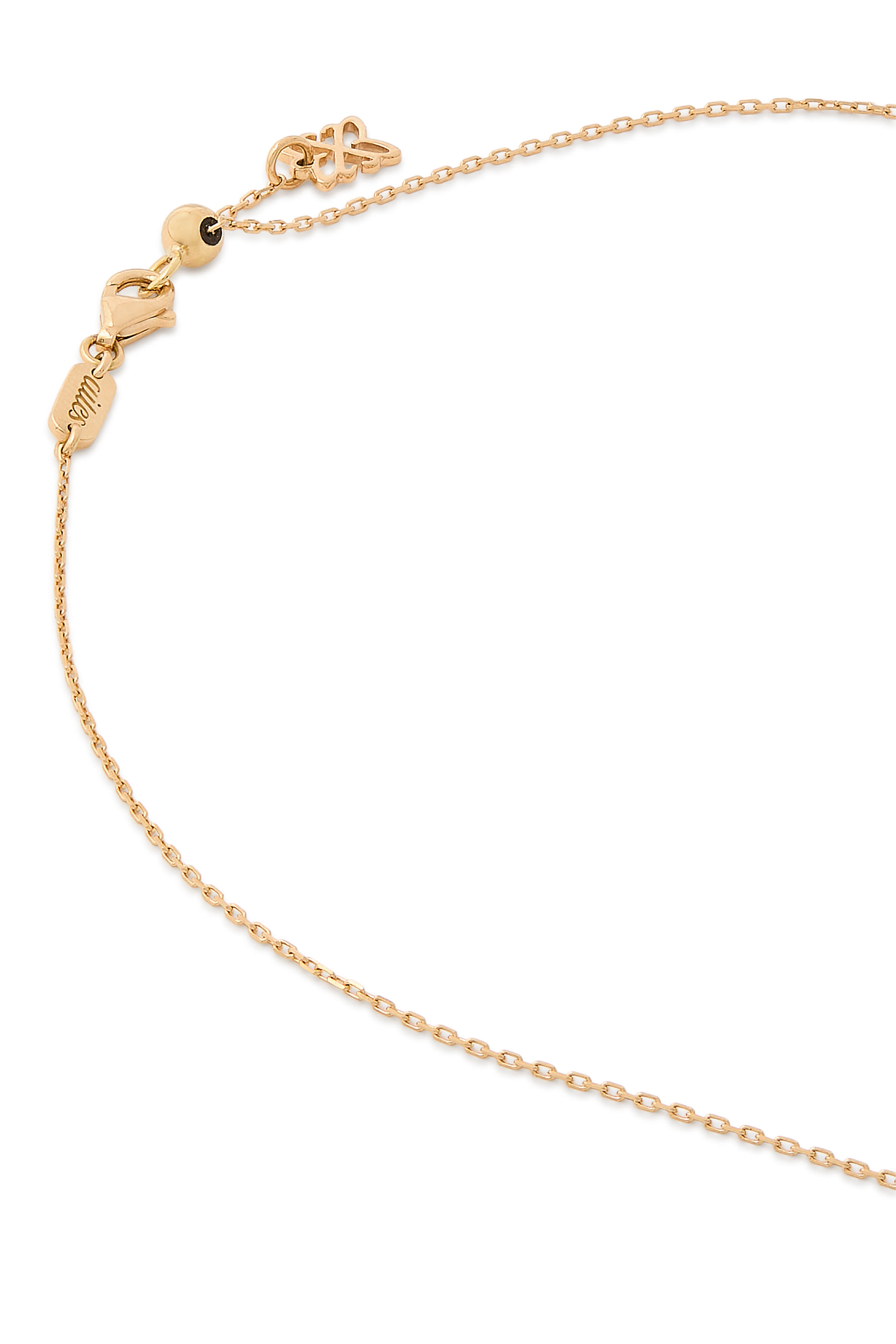Letter F Silhouette Necklace, 18k Yellow Gold with Diamonds & Enamel