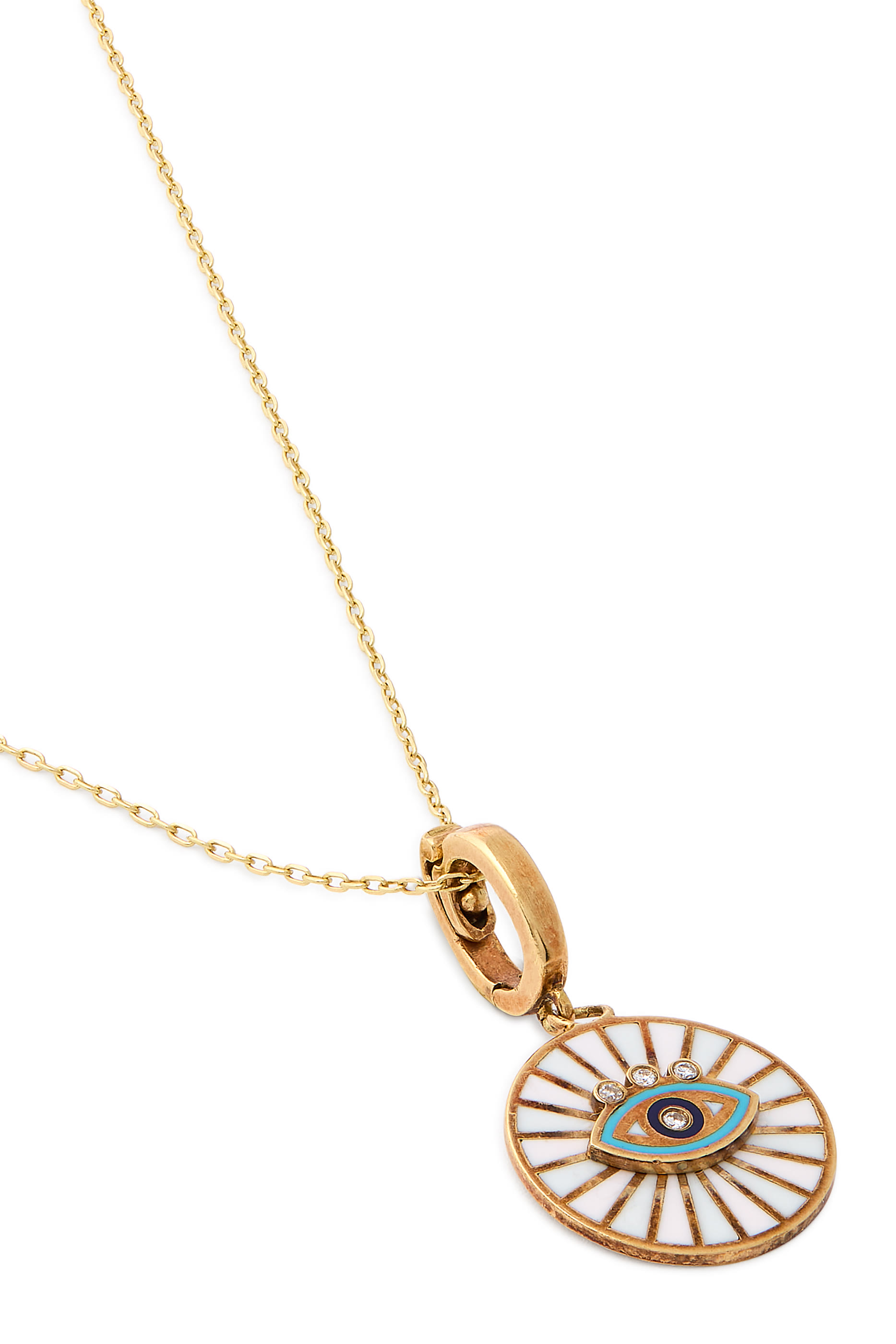 Spiral Eye Necklace, 18K Yellow Gold with Multicoloured Enamel & Diamonds