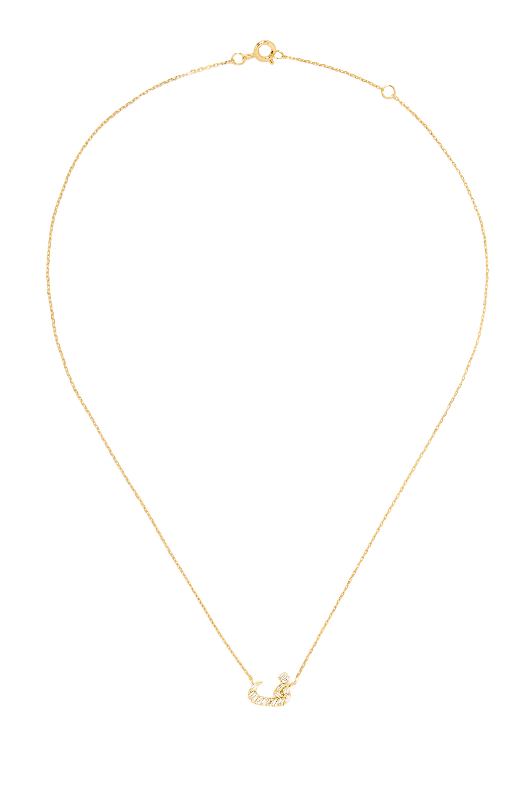 Oula XS Letter Faa Necklace, 18K Yellow Gold & Baguette Diamonds