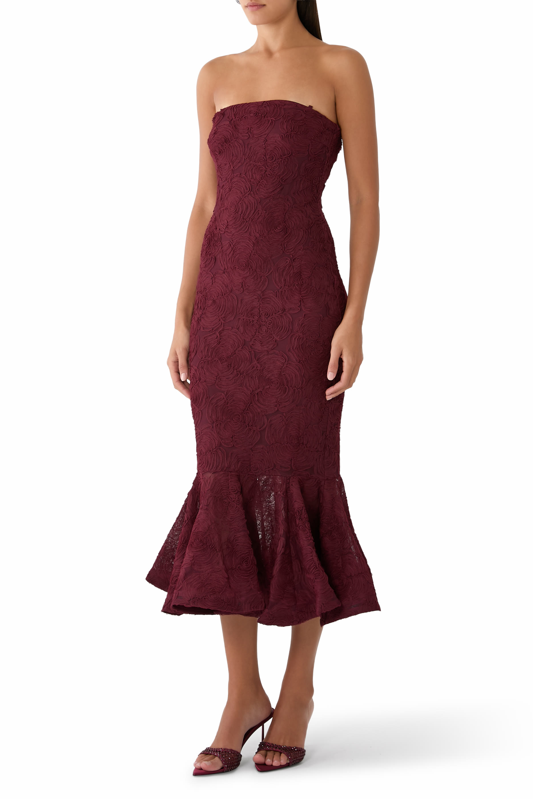 Flower Mesh Flounce Dress