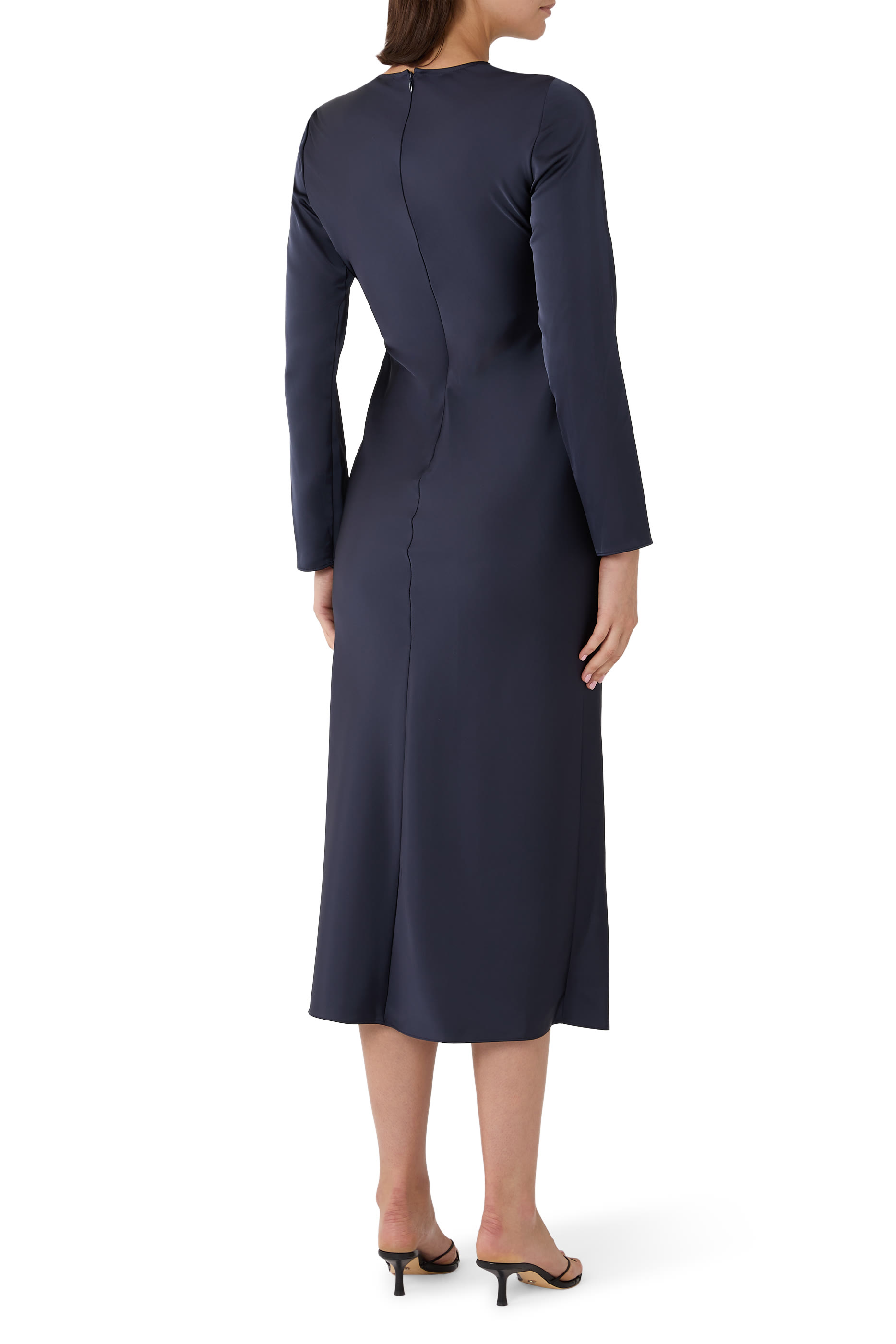 Draped Waist-Detail Long Dress