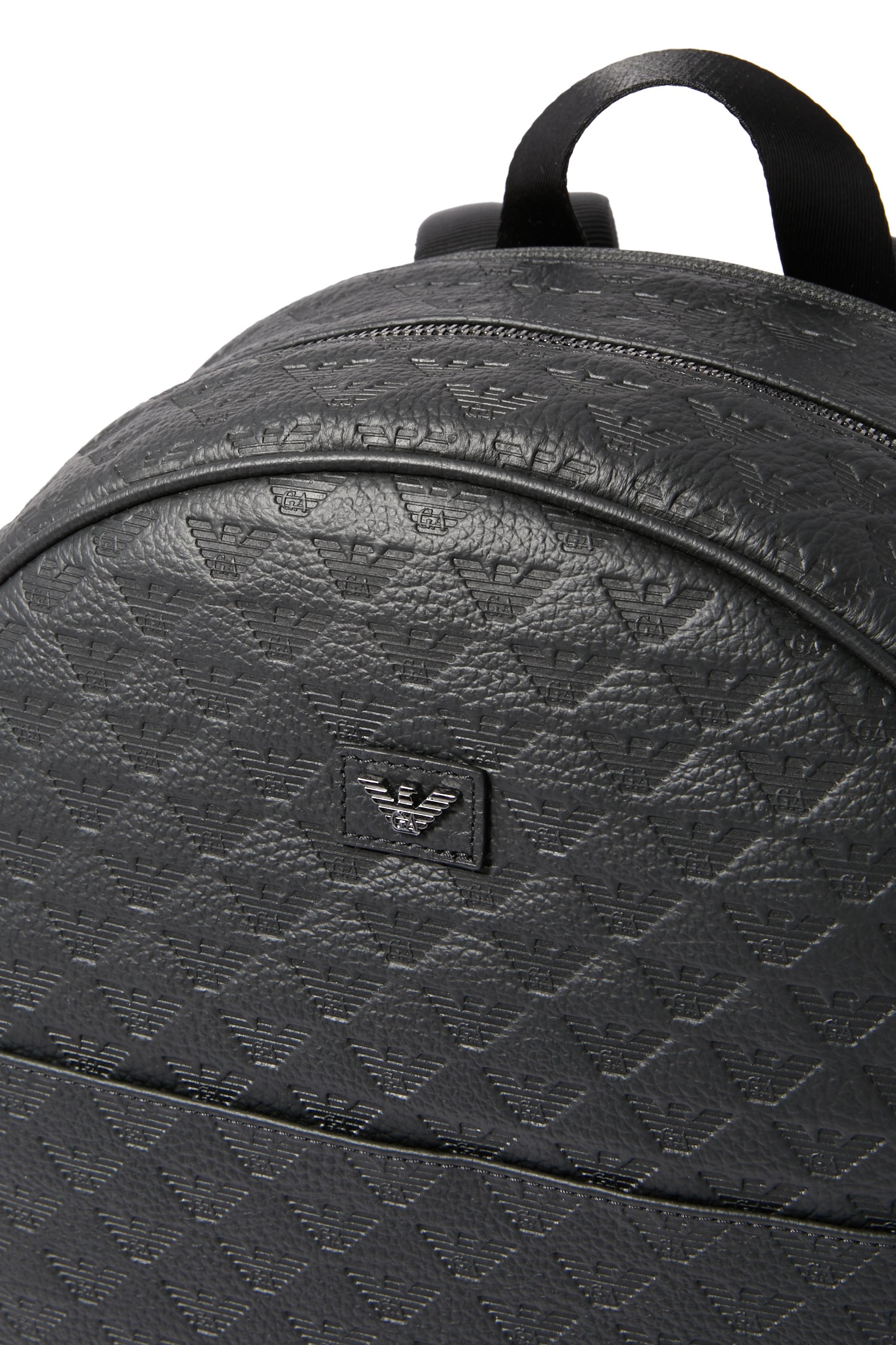 All-Over Eagle Embossed Leather Backpack