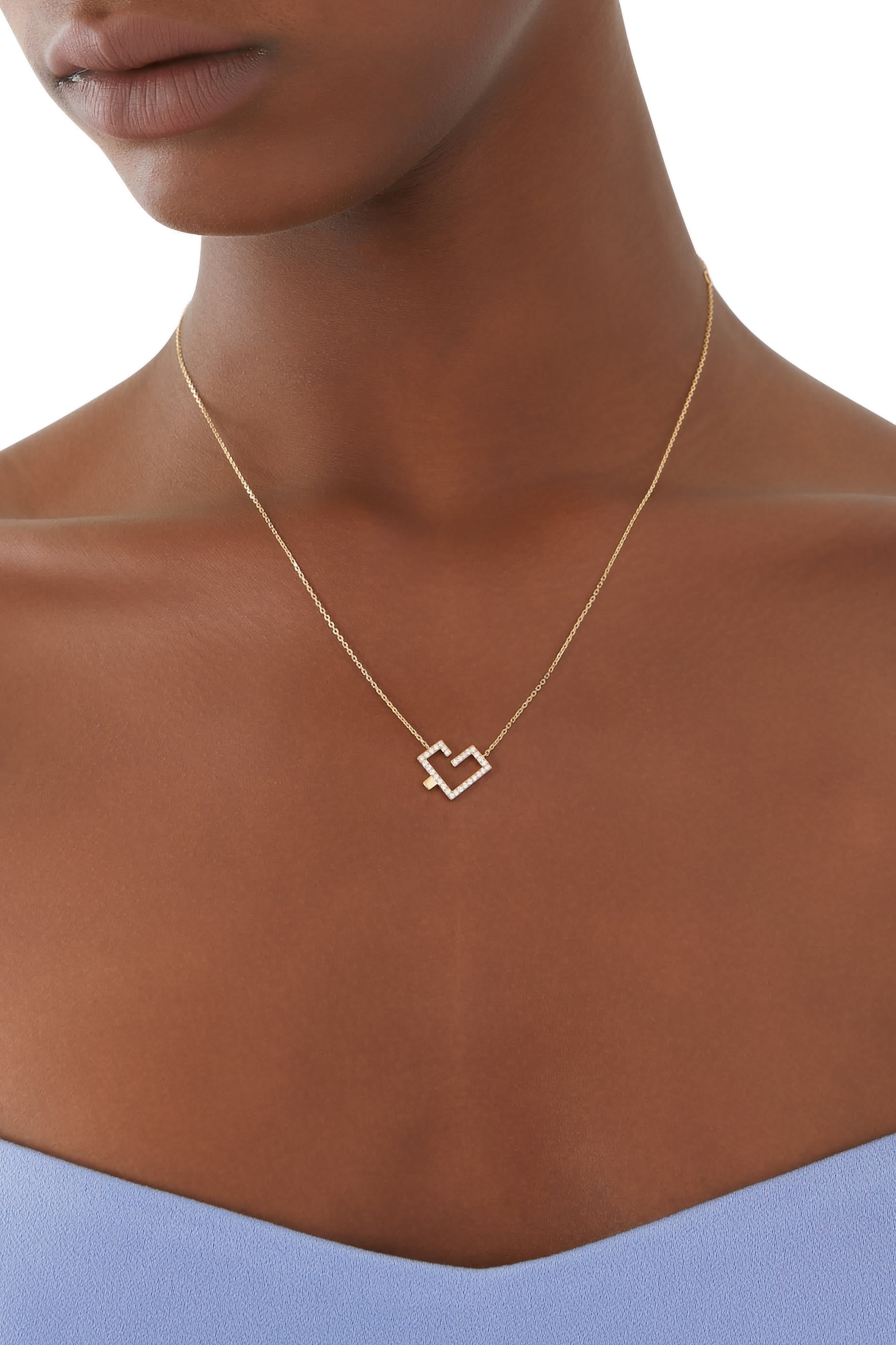 Diamond Hubb Small Necklace with Gold Dot, Yellow Gold