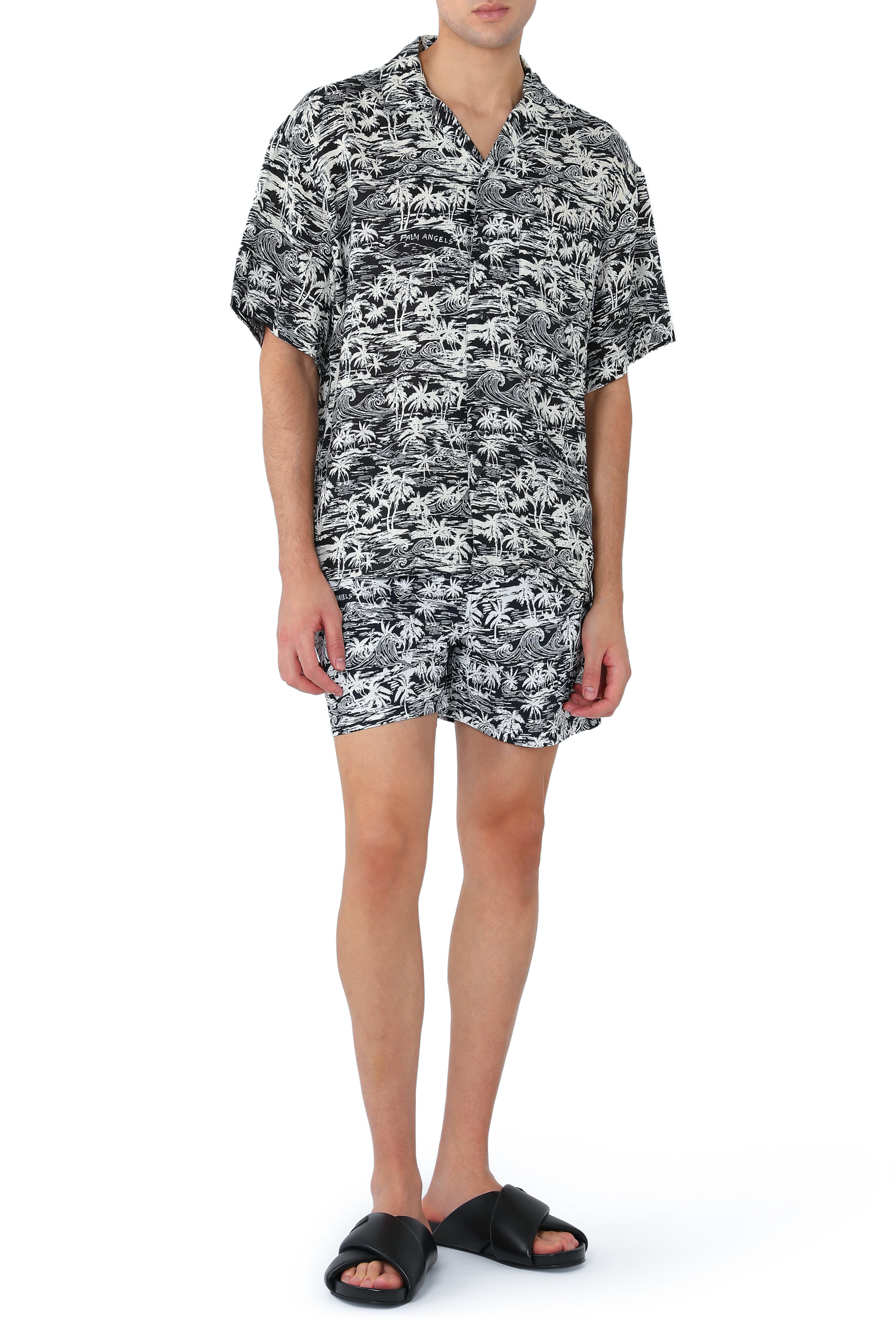 Palm Waves Linen Bowling Shirt 