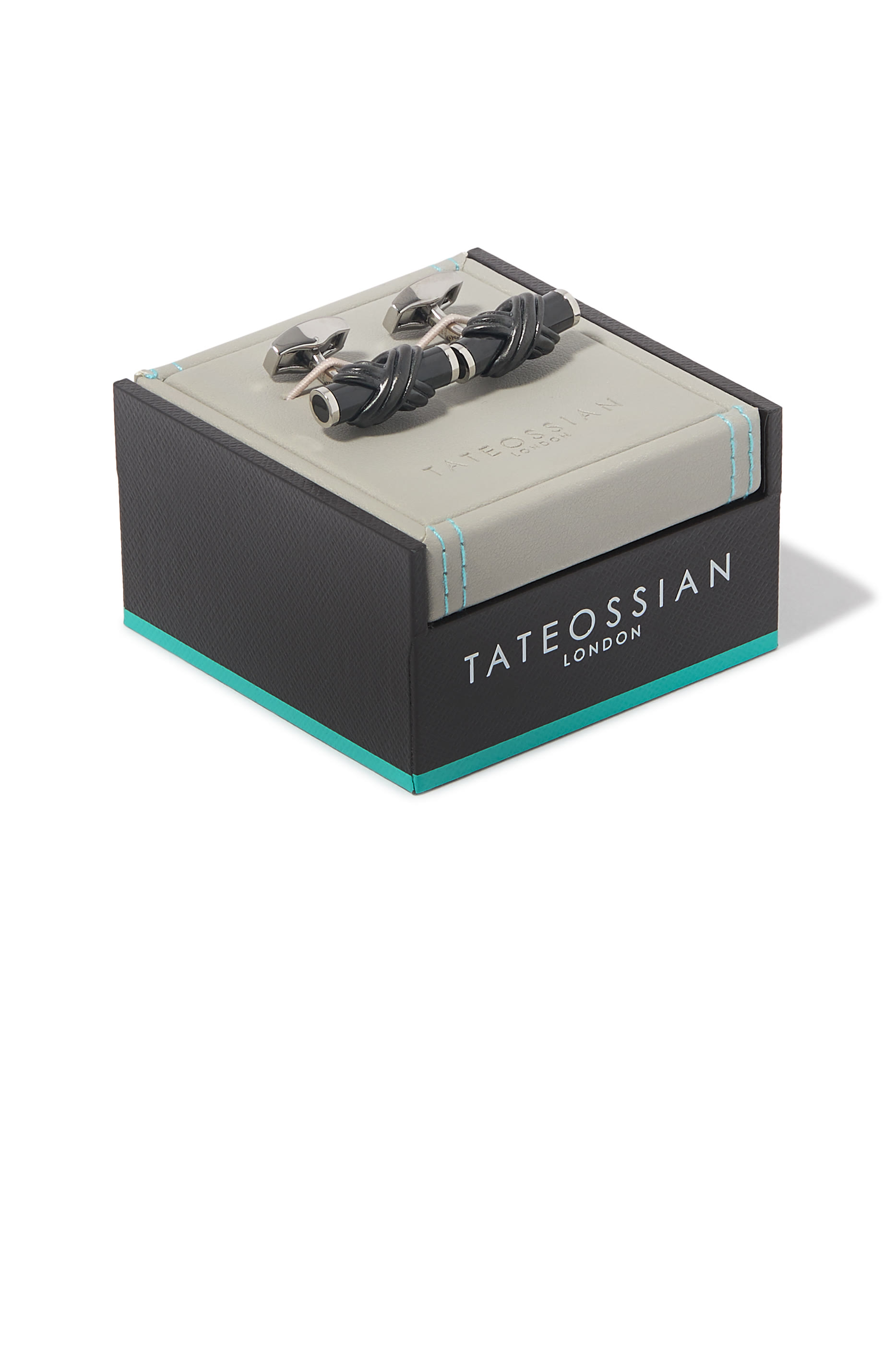 Carbon Infinity Talisman Cufflinks,  Palladium Plated Base Metal & Carbon Fibre